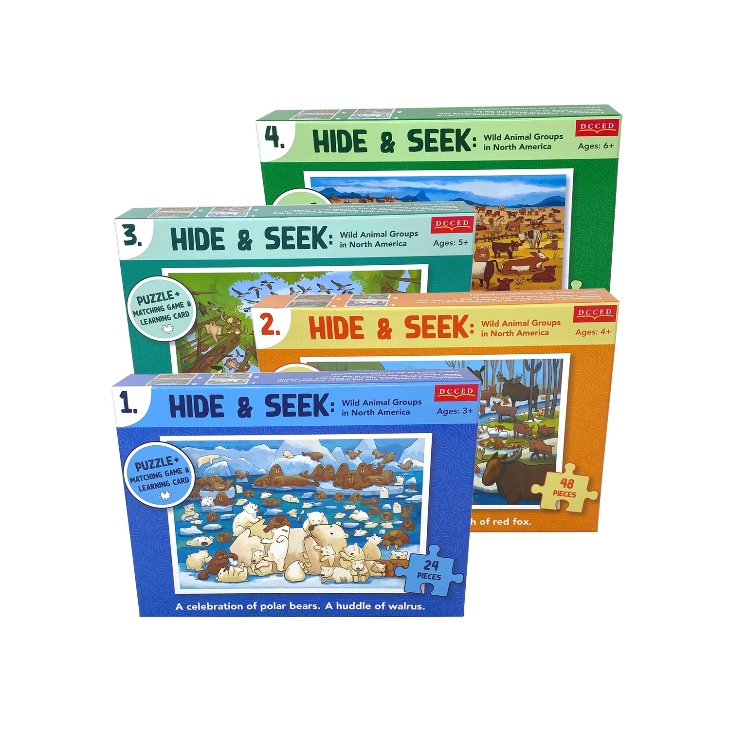 Ensemble de 4 casse-tête d'animaux Hide and Seek