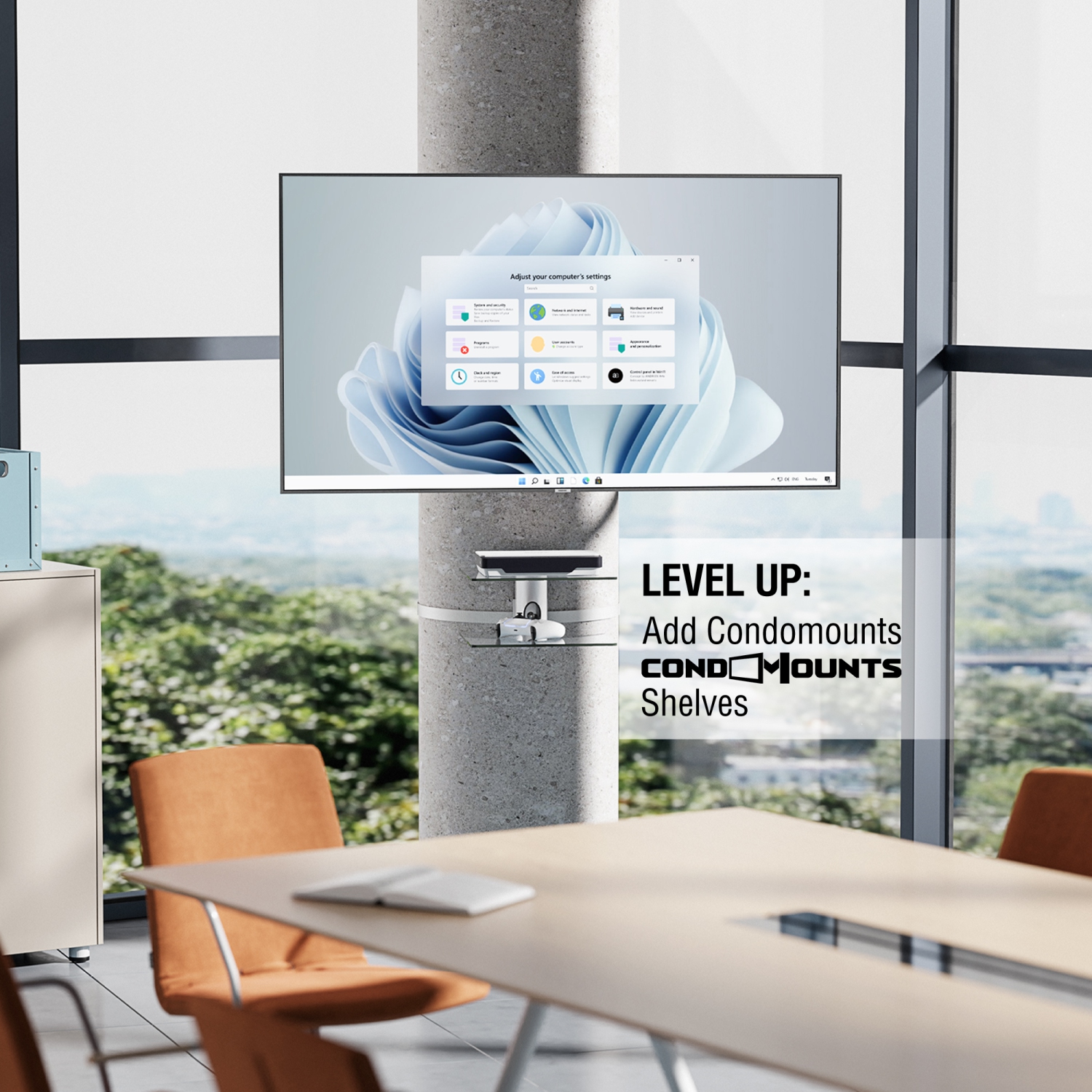 CondoMounts Full Motion LARGE Pillar TV Mount | Column TV Mount | Round & Square TV Post Mount | NO Drill | Holds 80lbs | Fits 32"-70" TVs | Fits