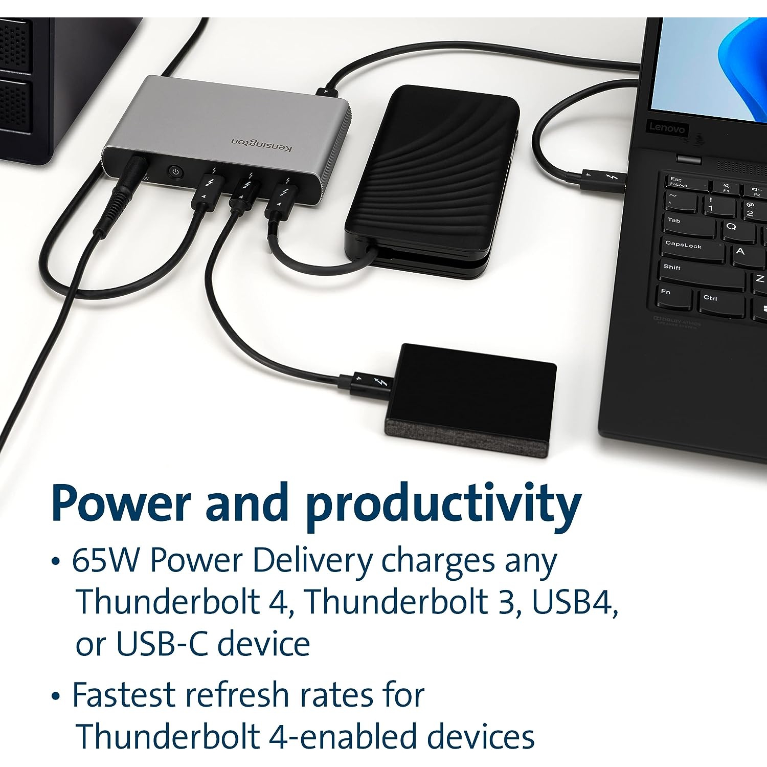 Kensington – Concentrateur Thunderbolt 4 SD2600T, double 4K, 65 W PD, Mac et Windows