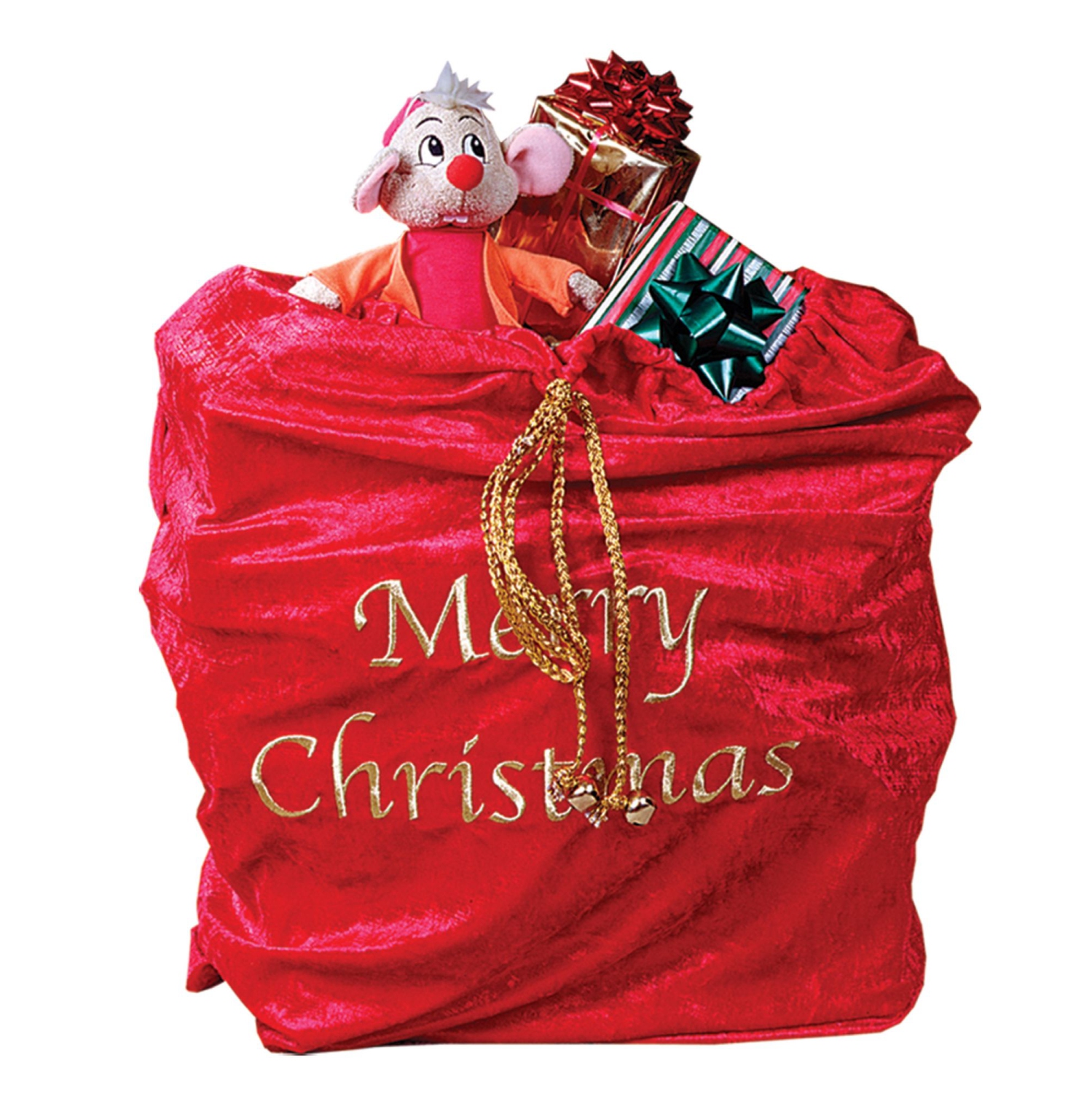 Costume de sac à jouets de Noël unisexe pour adultes, rouge et doré, père Noël, 36 po