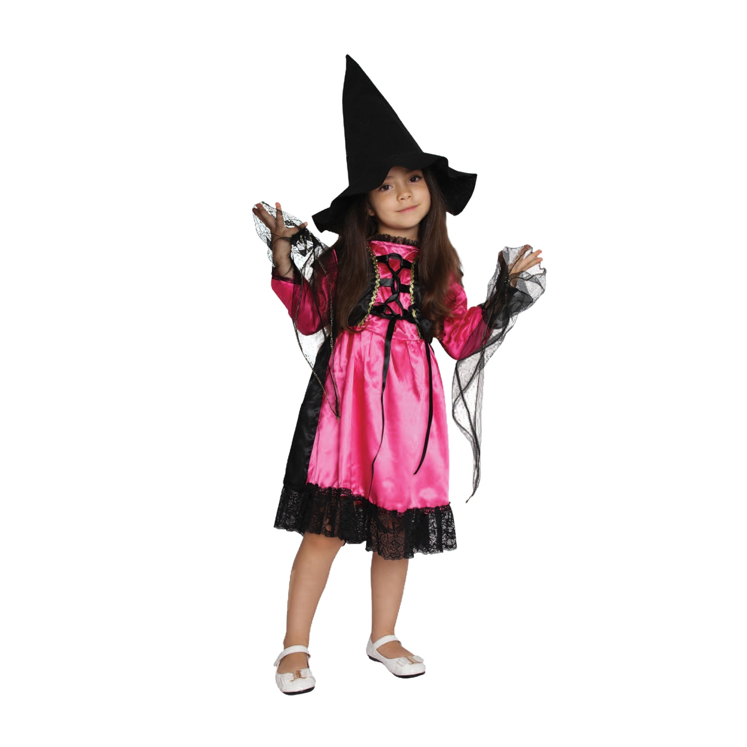 Girl's Witch Children's Halloween Costume - Medium - Black and Pink