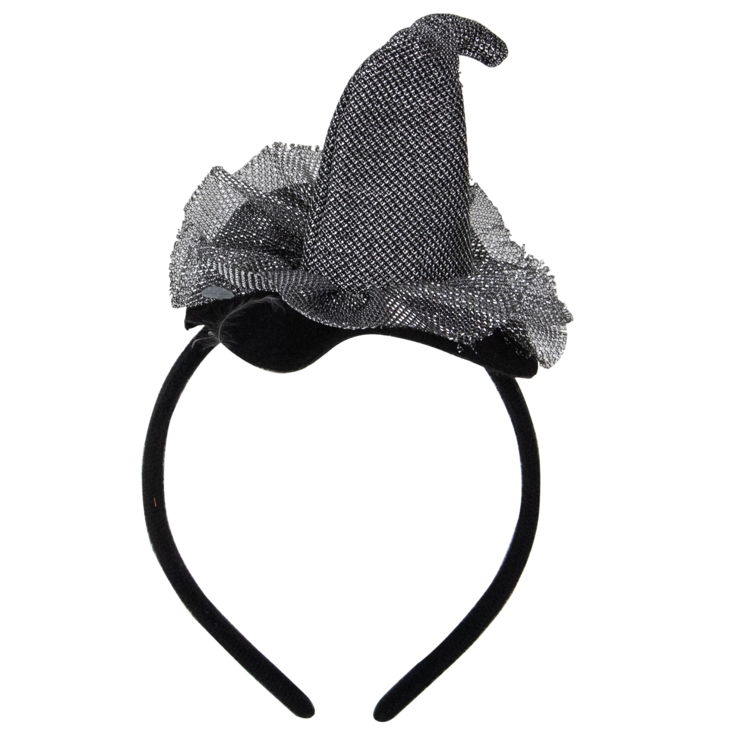 Costume de chapeau de sorcière en filet gris pour l'Halloween