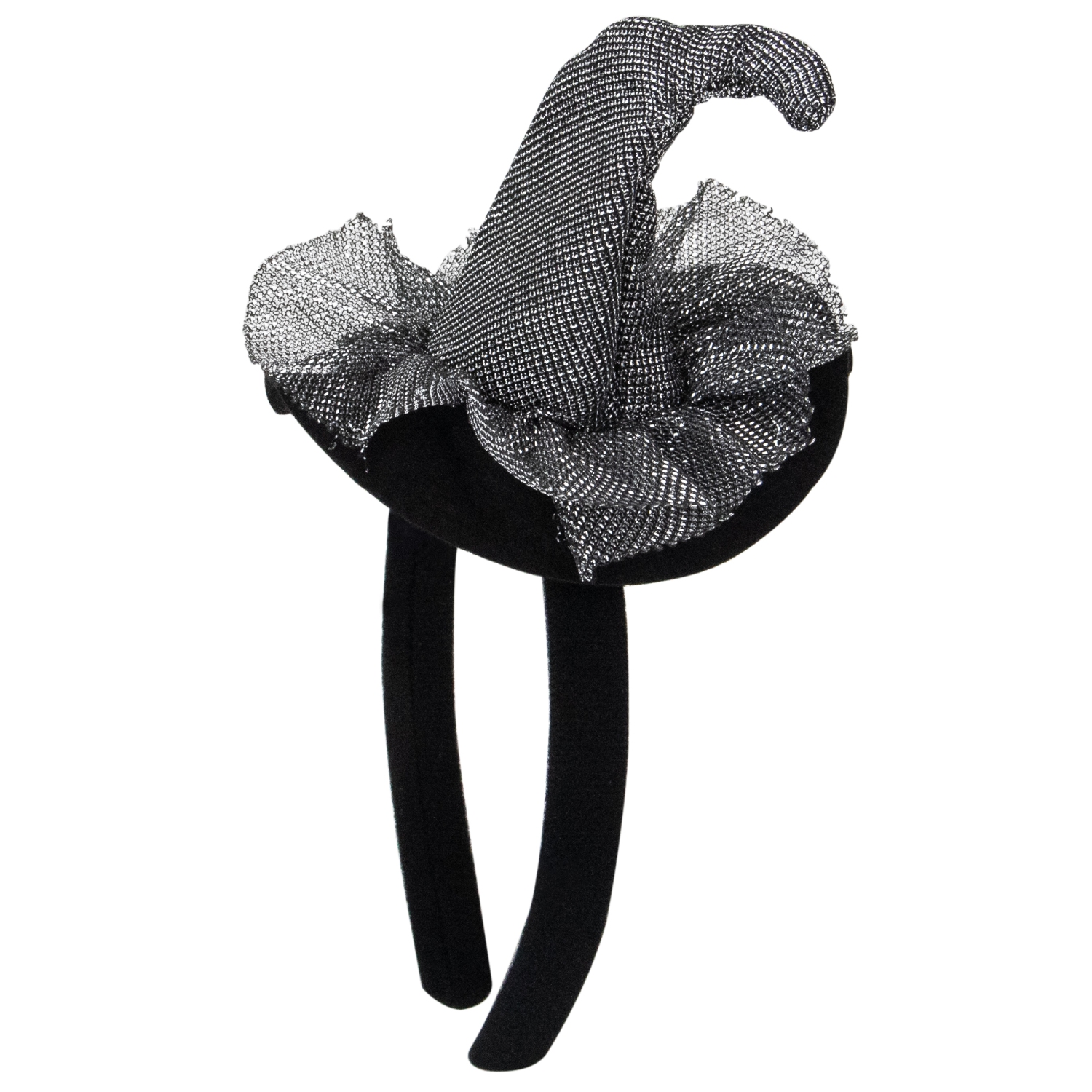 Costume de chapeau de sorcière en filet gris pour l'Halloween