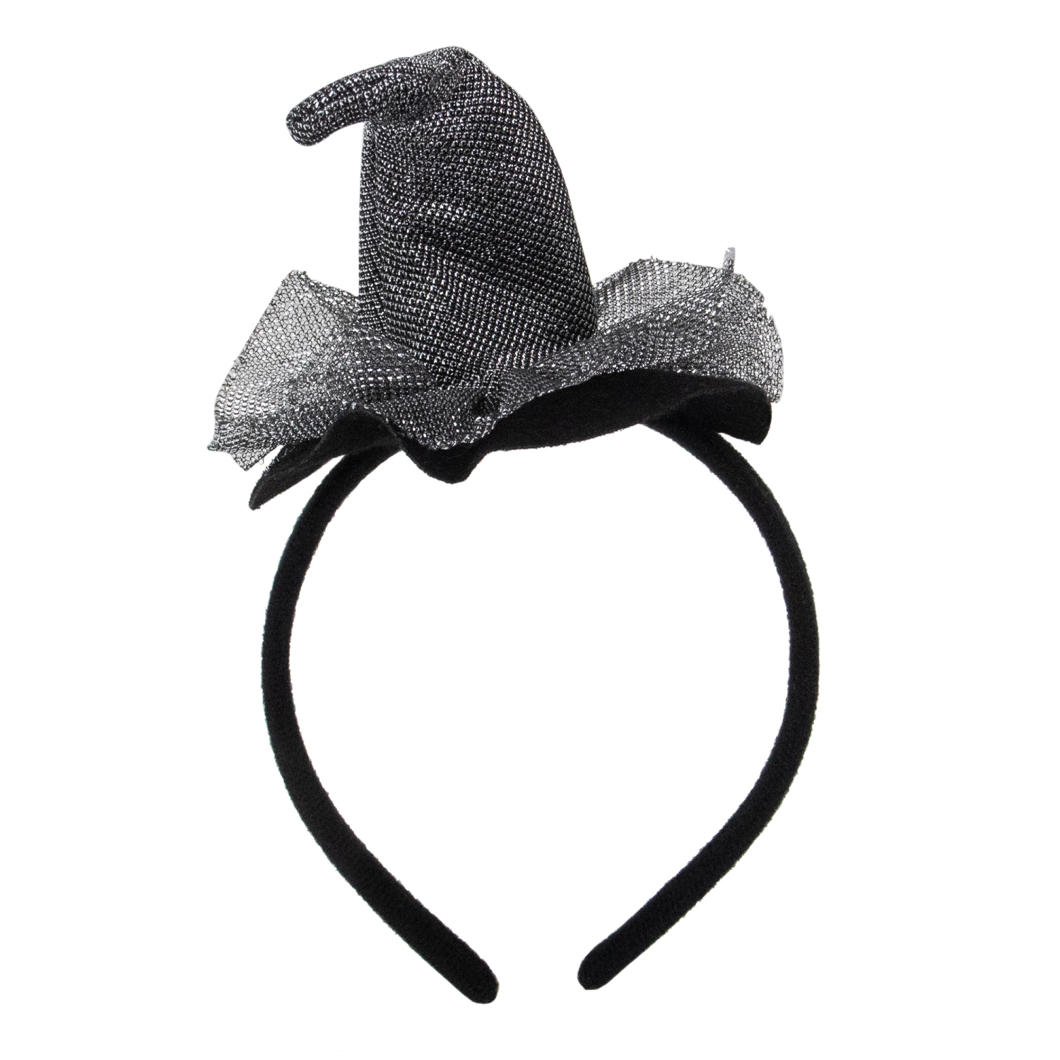 Costume de chapeau de sorcière en filet gris pour l'Halloween