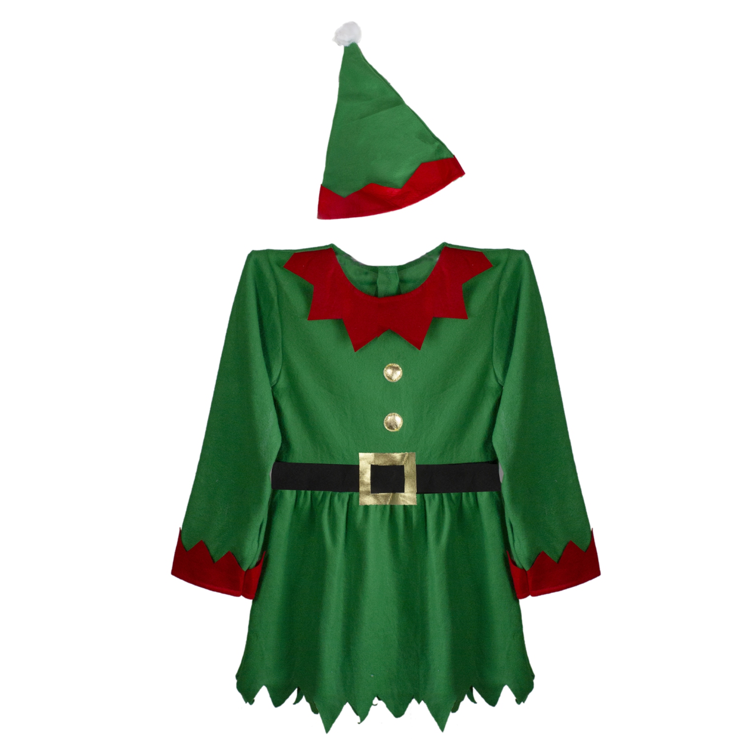 Christmas Elf Women's Costume Green Dress and Hat - Plus Size