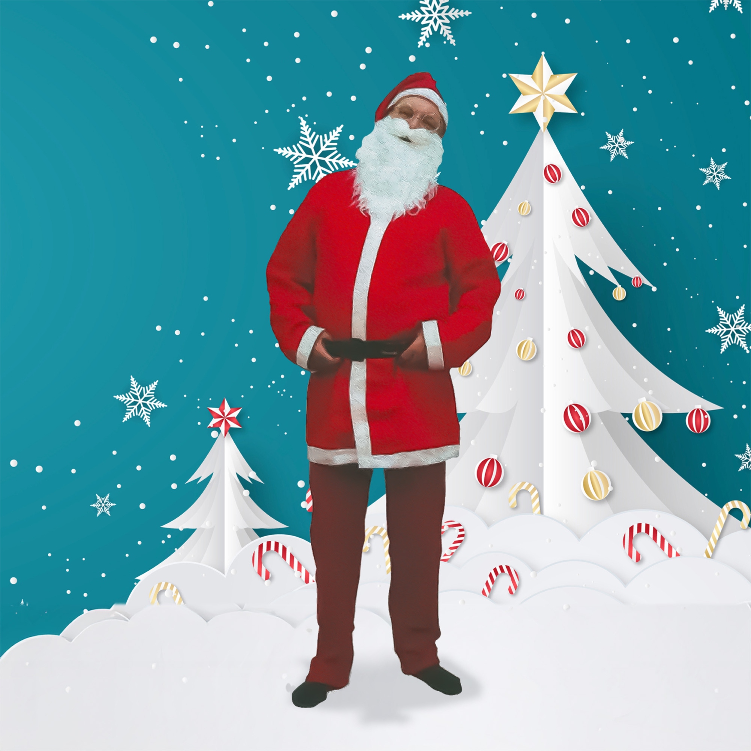 Costume de Noël pour hommes, père Noël blanc et rouge, taille plus