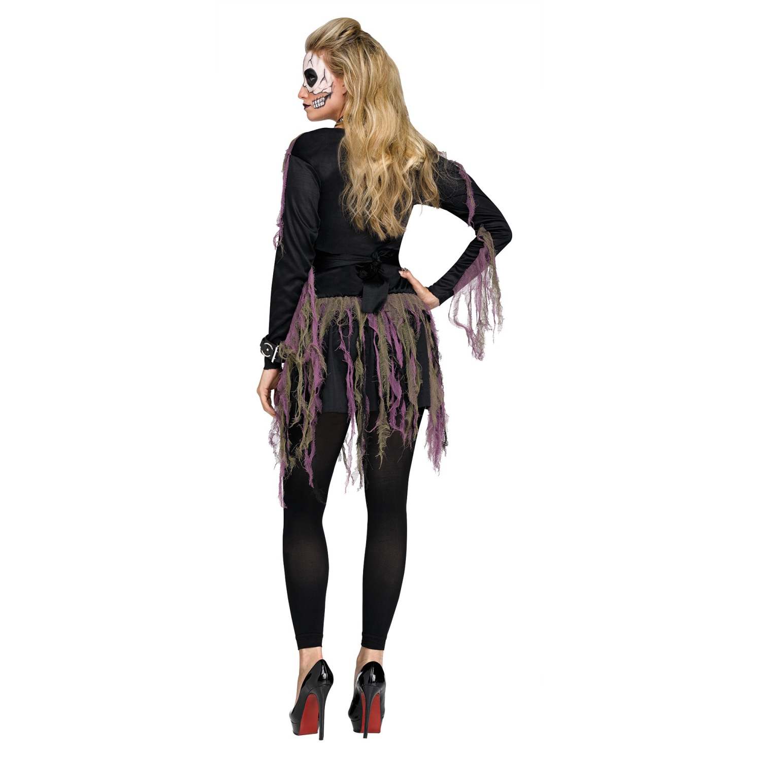 Costume d'Halloween squelette noir et violet pour femme - petit