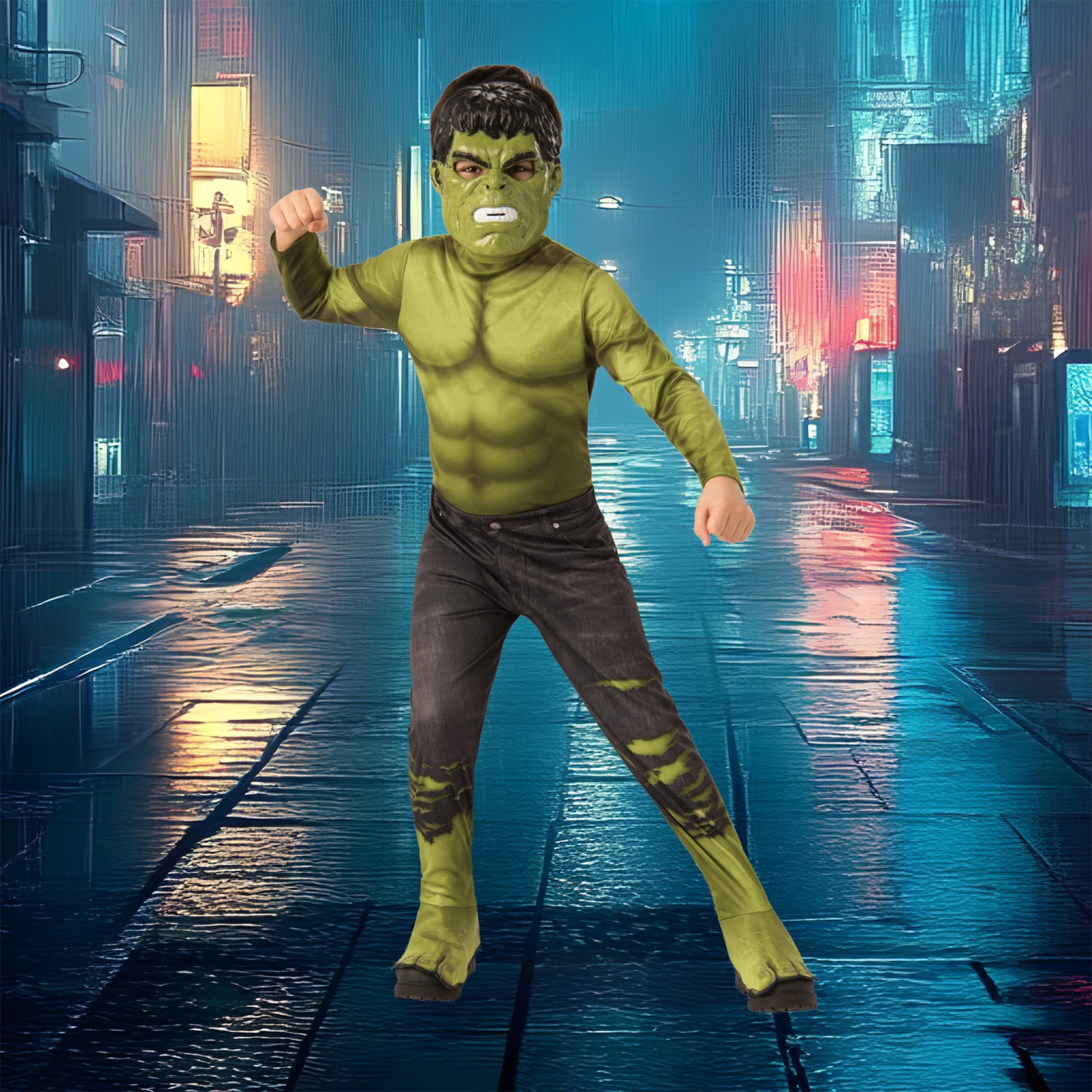 Costume d'Halloween Hulk Incredible – Chemise musclée pour garçon, grand, 10-12