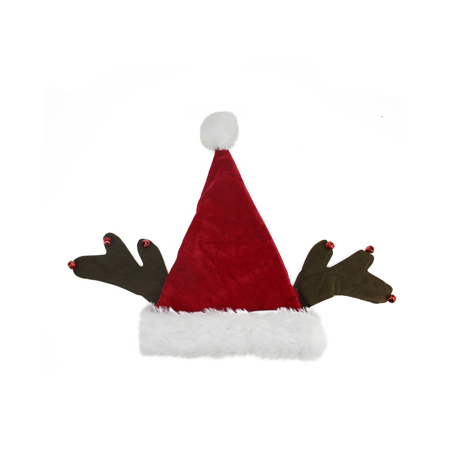 Costume de Noël unisexe pour adultes Red and Brown Reindeer Antlers Santa Hat - taille unique