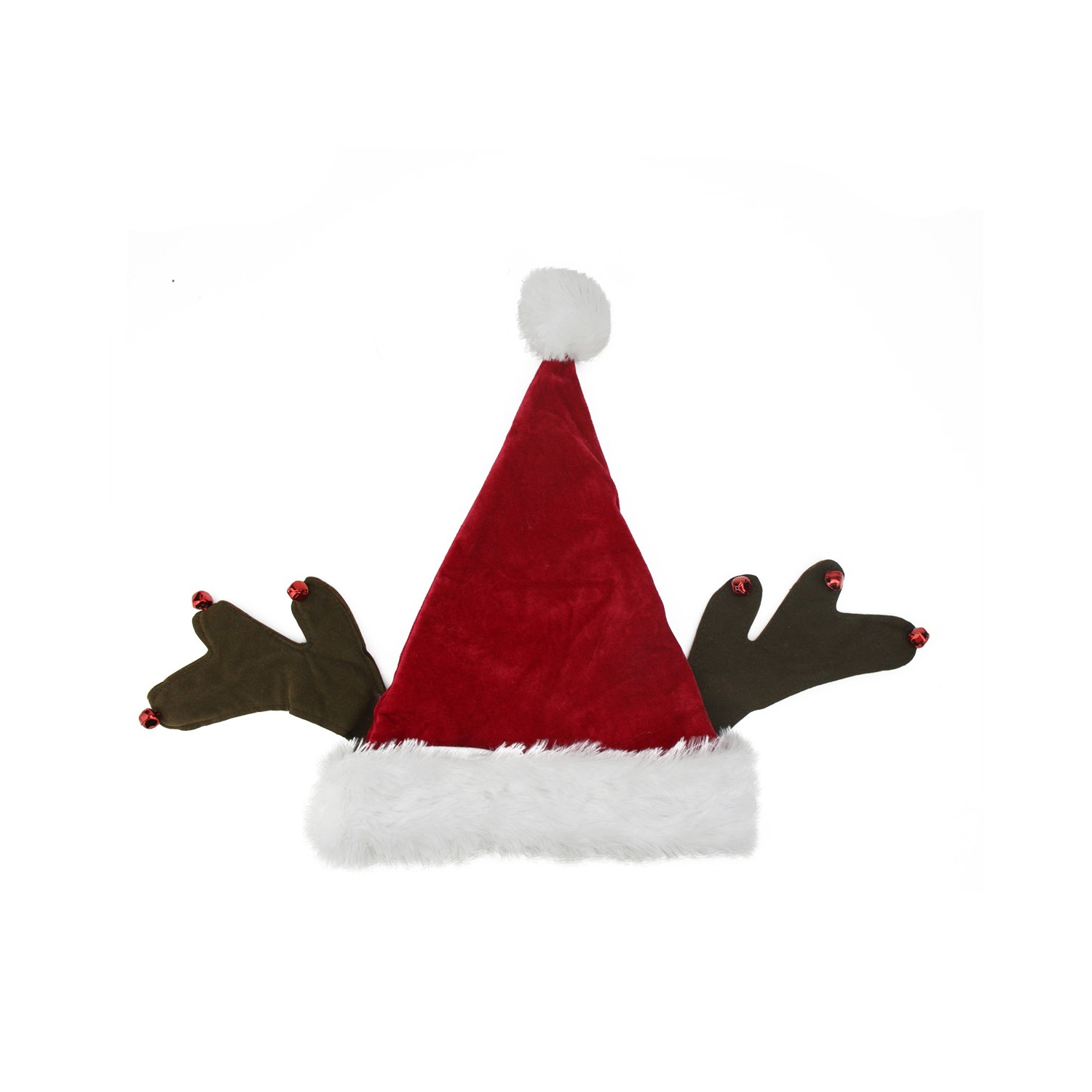 Costume de Noël unisexe pour adultes Red and Brown Reindeer Antlers Santa Hat - taille unique