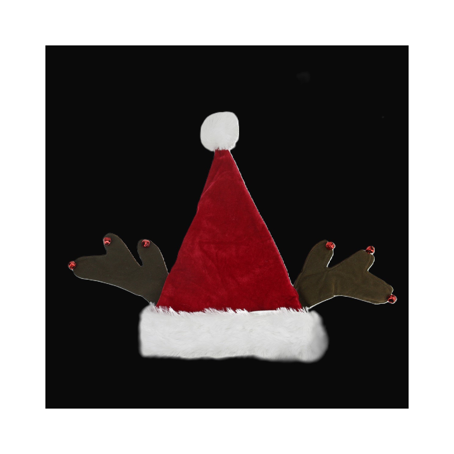 Costume de Noël unisexe pour adultes Red and Brown Reindeer Antlers Santa Hat - taille unique