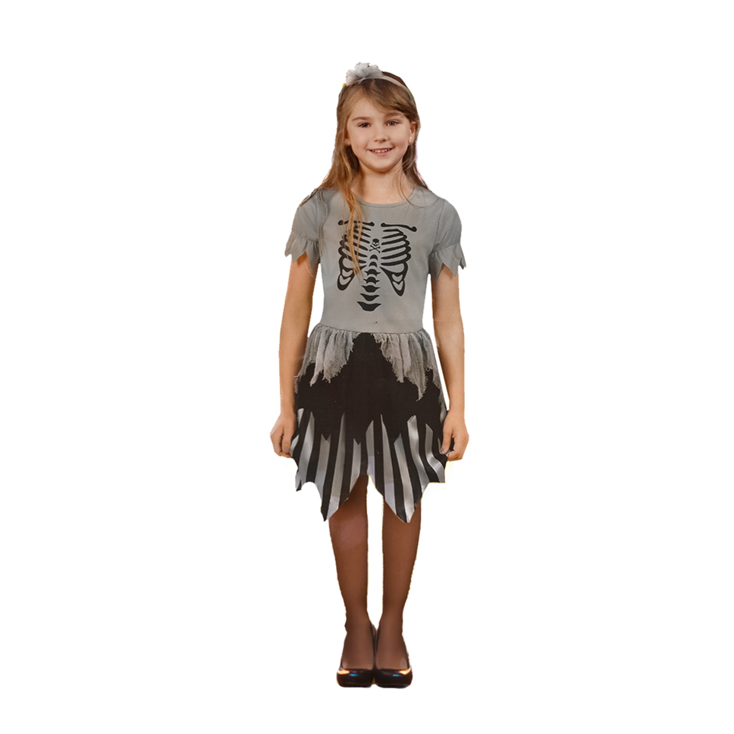 Gray Pirate Skeleton Girl's Children's Halloween Costume - Medium