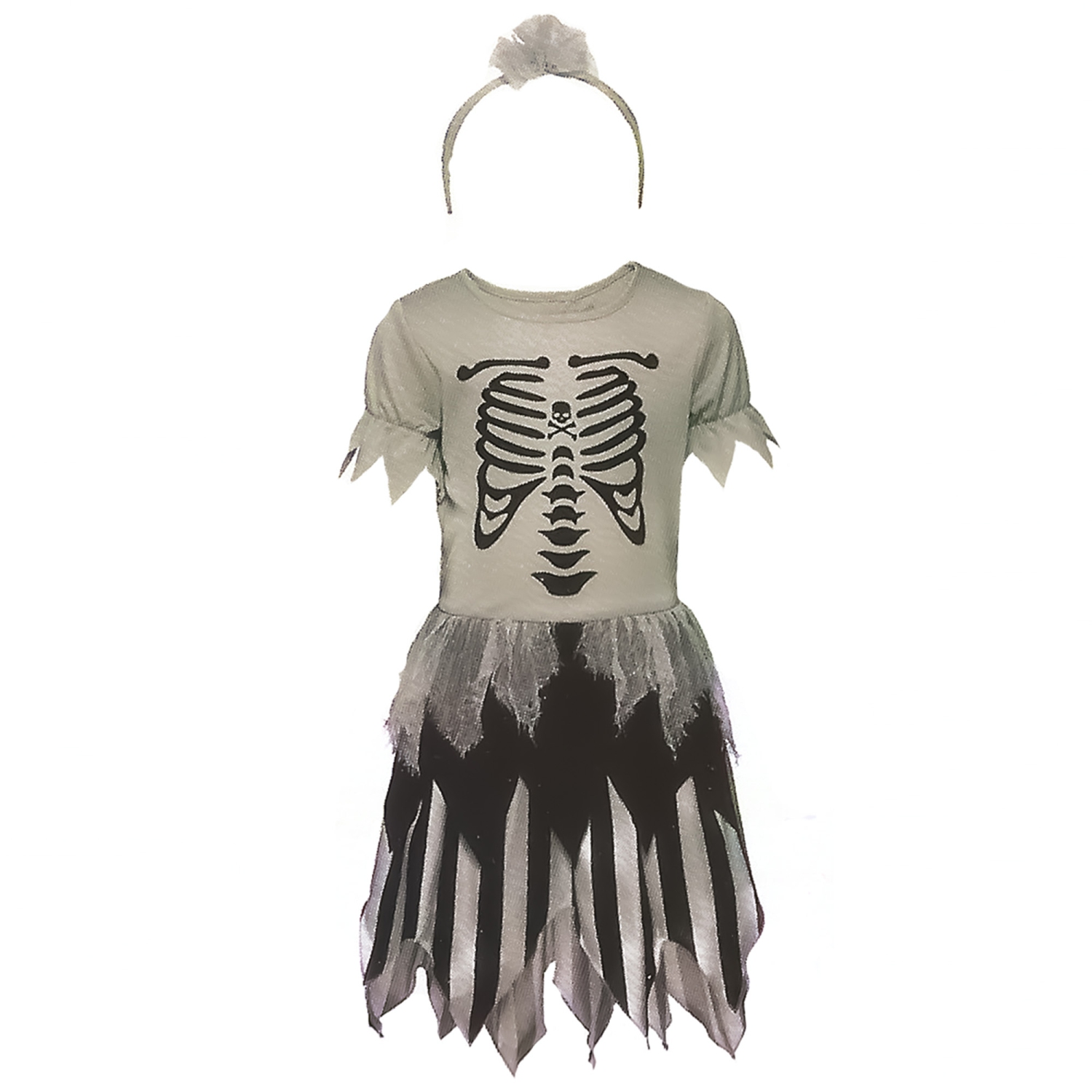 Gray Pirate Skeleton Girl's Children's Halloween Costume - Medium