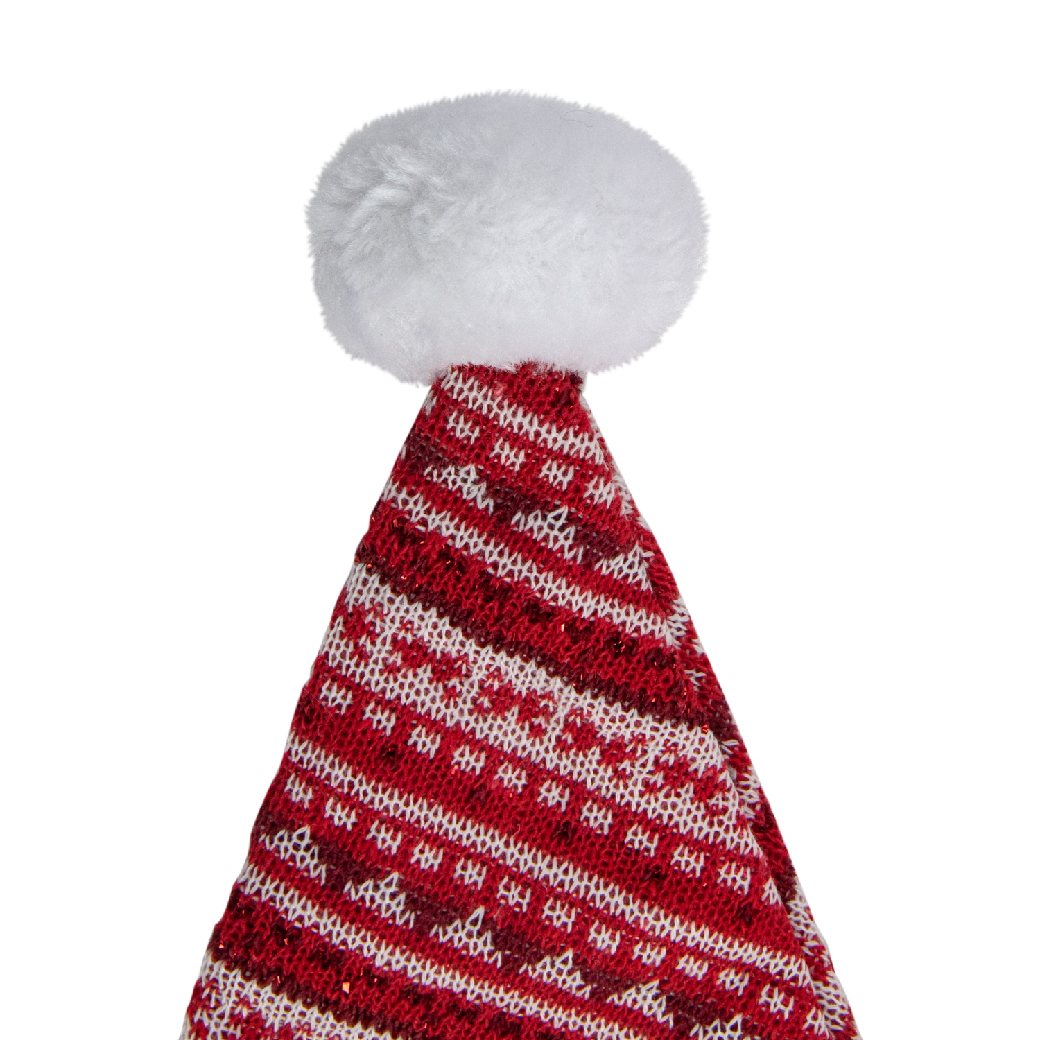 Chapeau de père Noël rayé nordique rouge et blanc de 17 po avec pompon