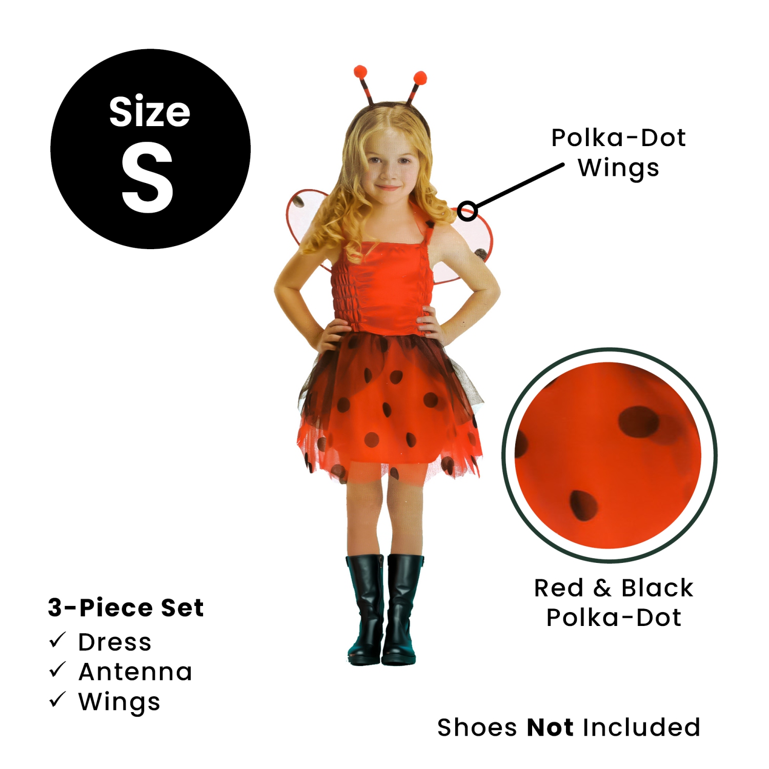 Costume d'Halloween coccinelle rouge et noir pour enfant - petit