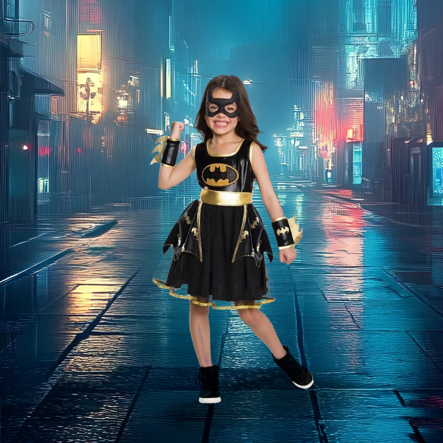 Girls Batgirl Tutu Dress Childs Halloween Costume - Extra Small 3-4