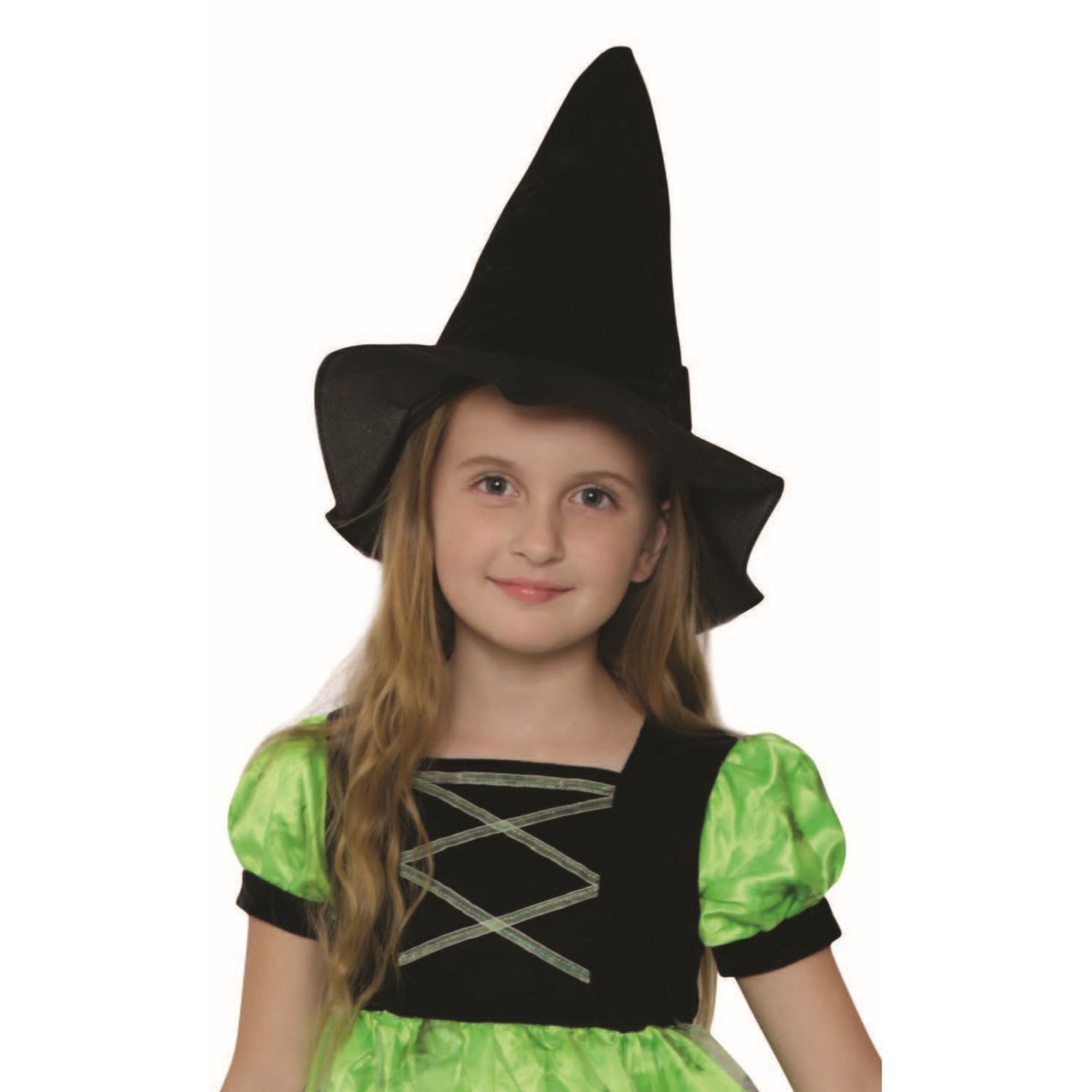 Costume d'Halloween pour enfant, fille sorcière noire et verte - petit