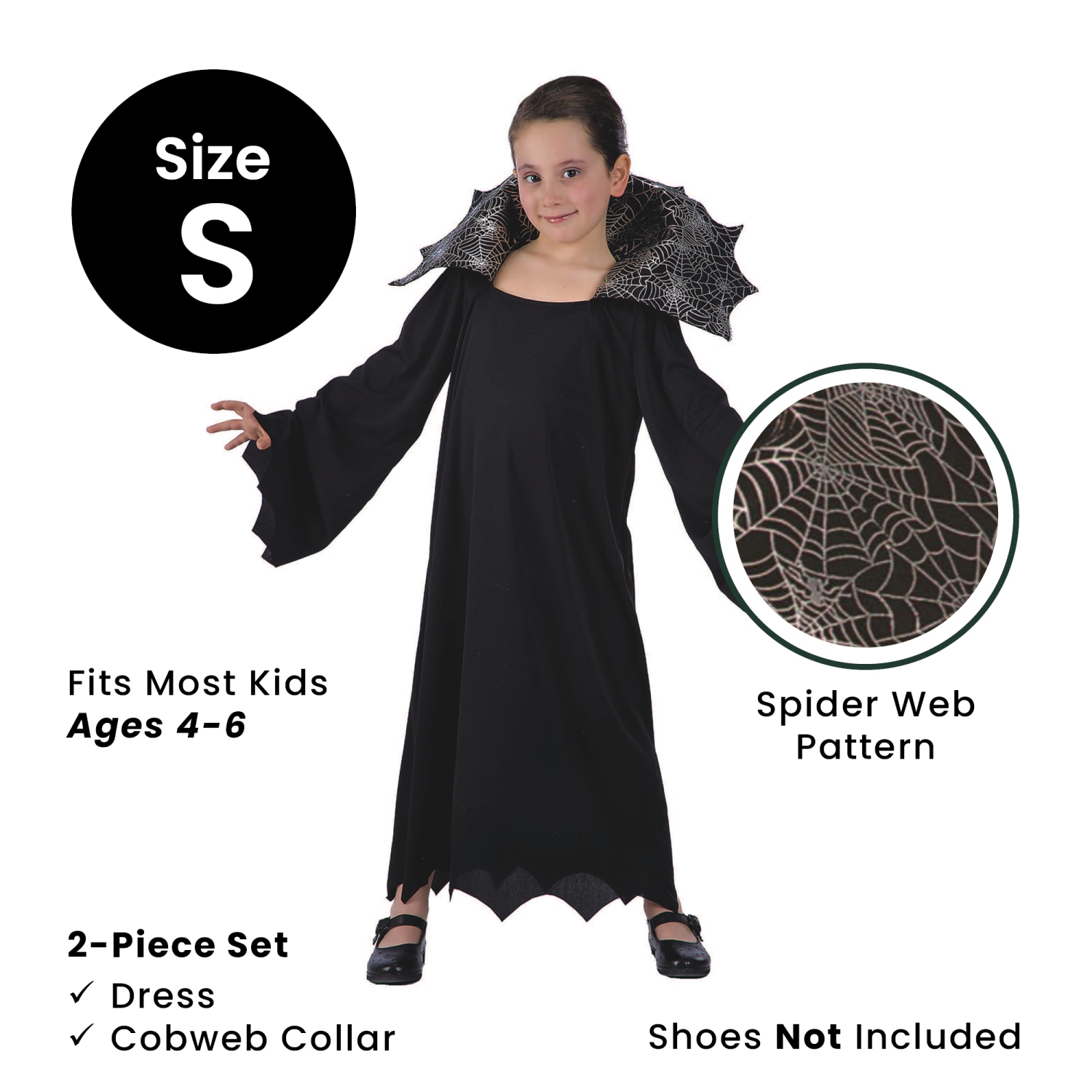 Costume d'Halloween pour fille vampire - Petit - Noir et gris