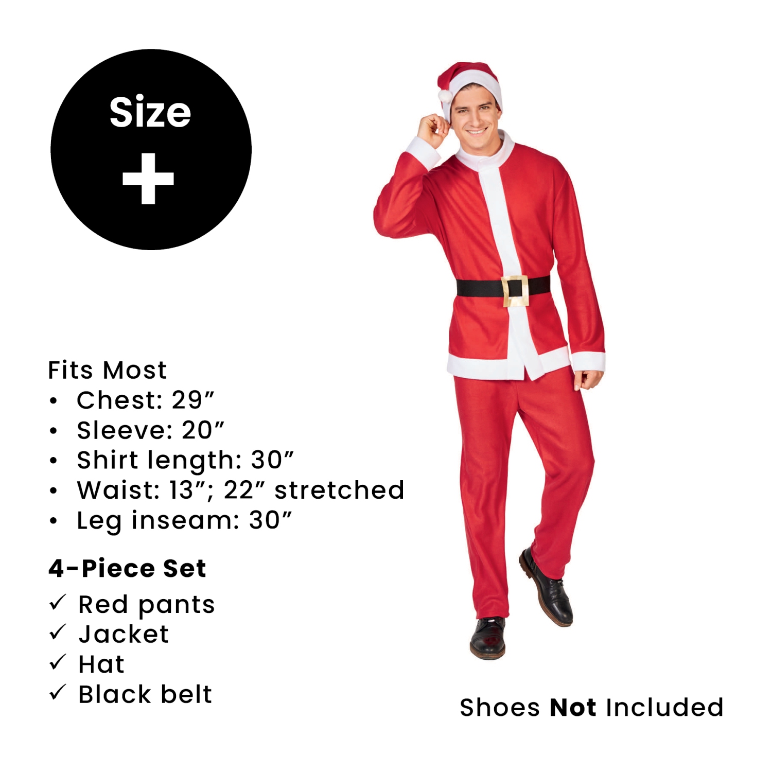 Costume de Noël de Noël pour hommes, père Noël rouge et blanc - taille plus