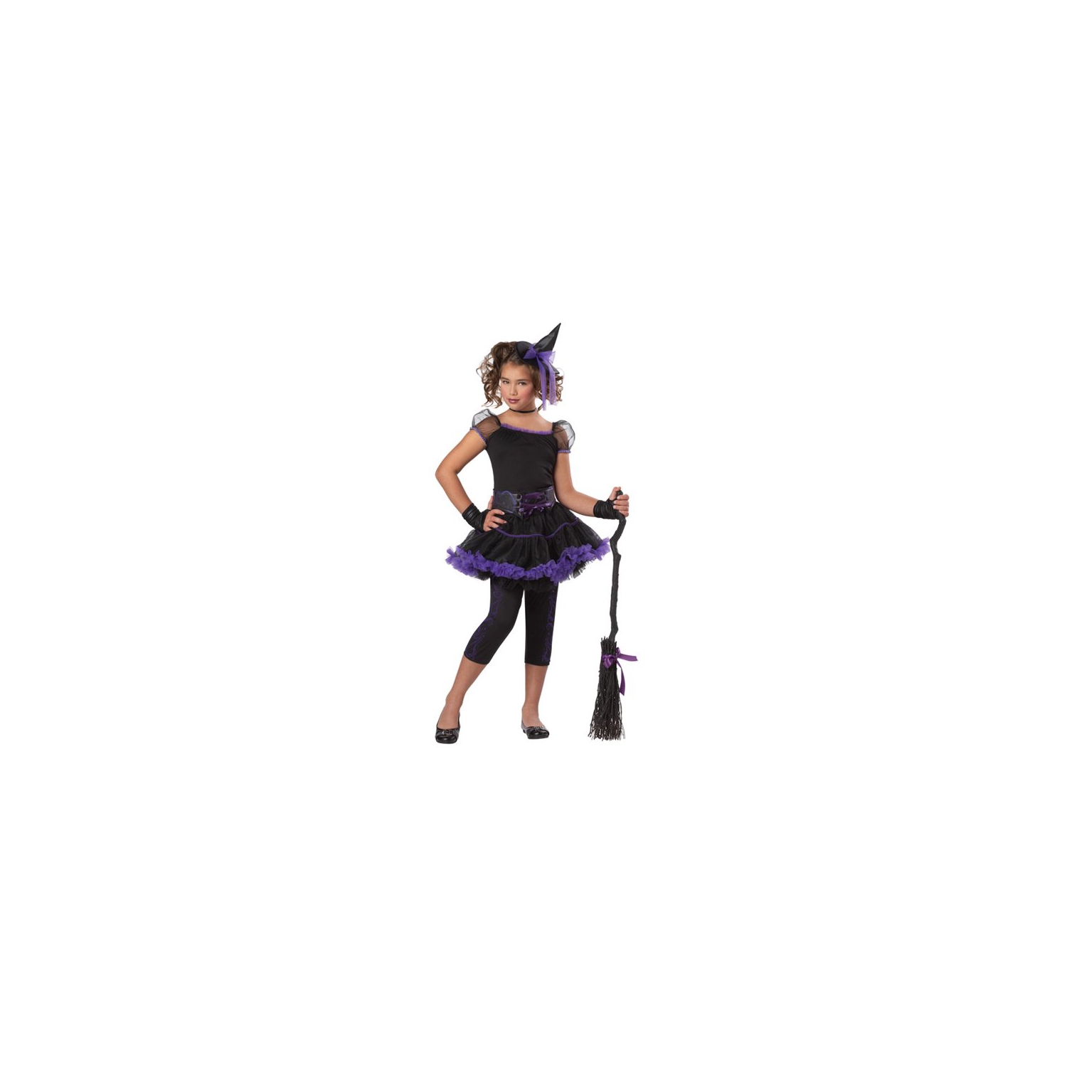 Girl's Purple and Black Stardust Witch Halloween Costume - Large