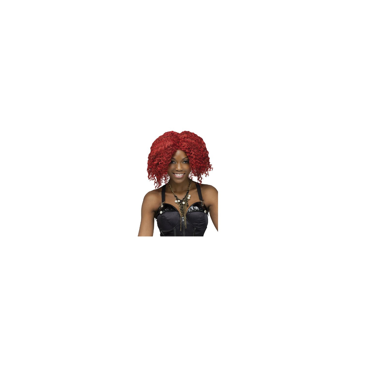 Accessoire d'Halloween Rockstar Crimed Red Curly Wig pour femme - taille unique