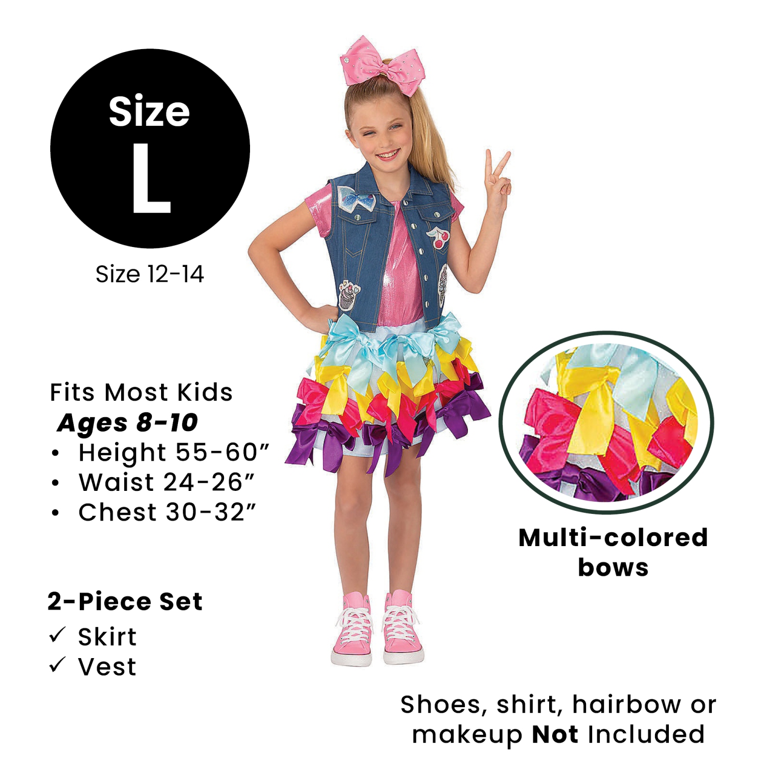 Girls Jojo Siwa Child Halloween Costume Size Large 12-14