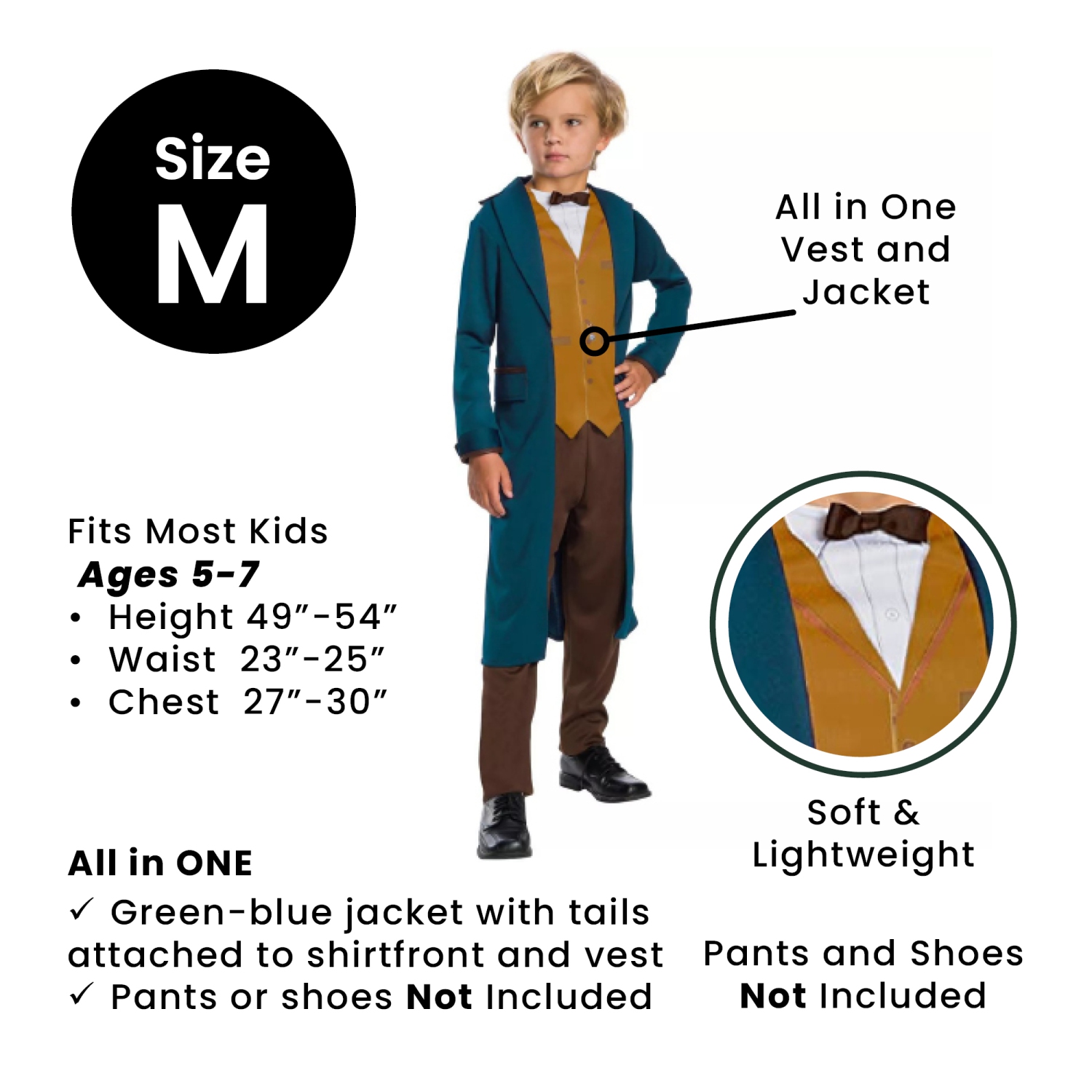 Boy's Newt Scamander Fantastic Beasts Halloween Costume Size M