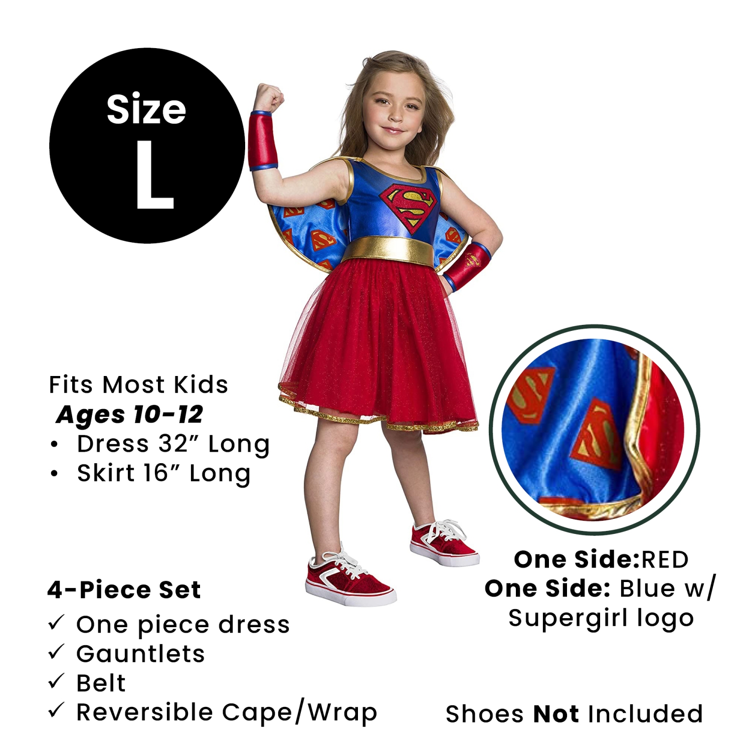 Blue and Red DCC Supergirl Tutu Dress Halloween Costume Girls 10-12 Size L