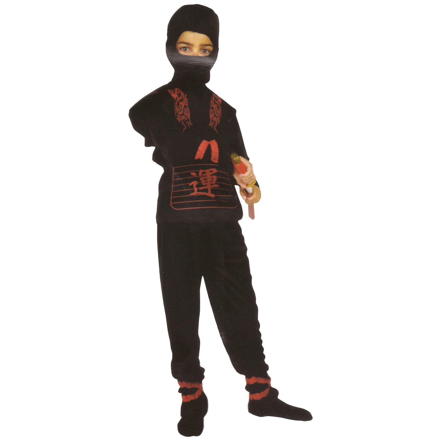 Red and Black Ninja Boy Child Halloween Costume - Small