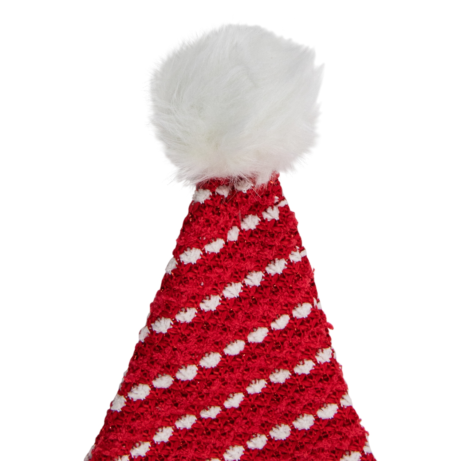Chapeau de père Noël rayé rouge et blanc de 17 po avec pompon