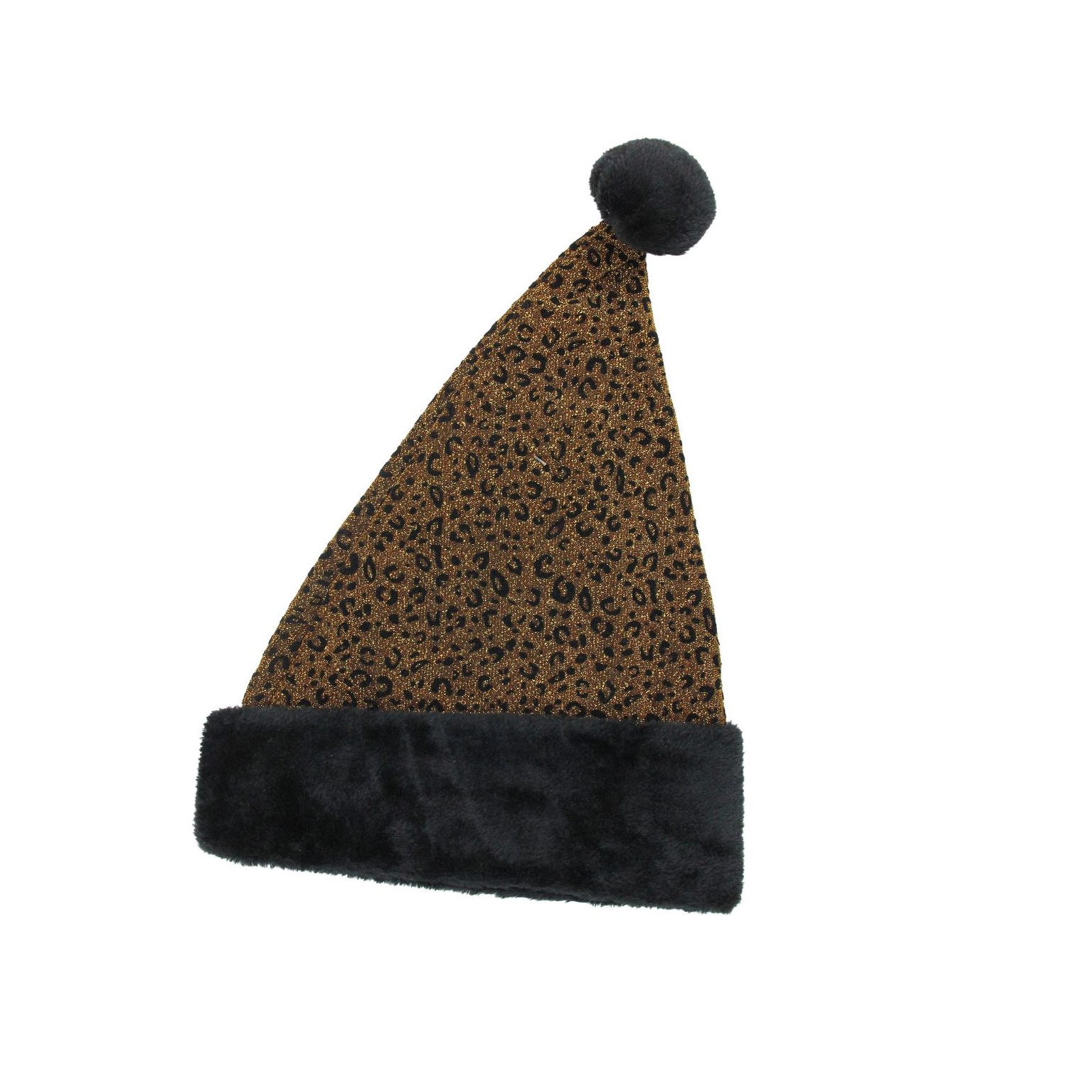 Costume de Noël unisexe avec chapeau de père Noël, léopard métallique brun et noir, adulte - taille unique