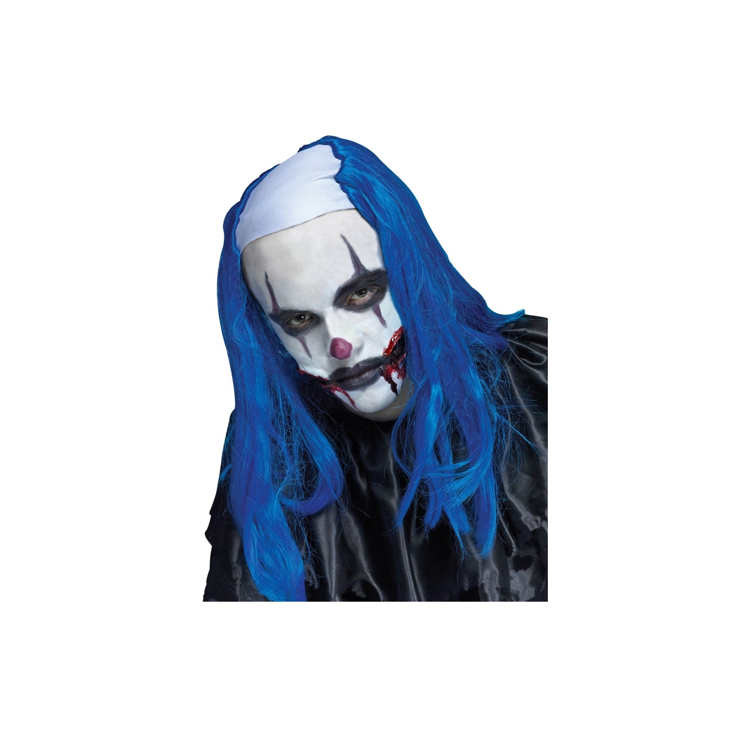 Adults Blue Creepy Clown Wig Halloween Accessories, - One Size