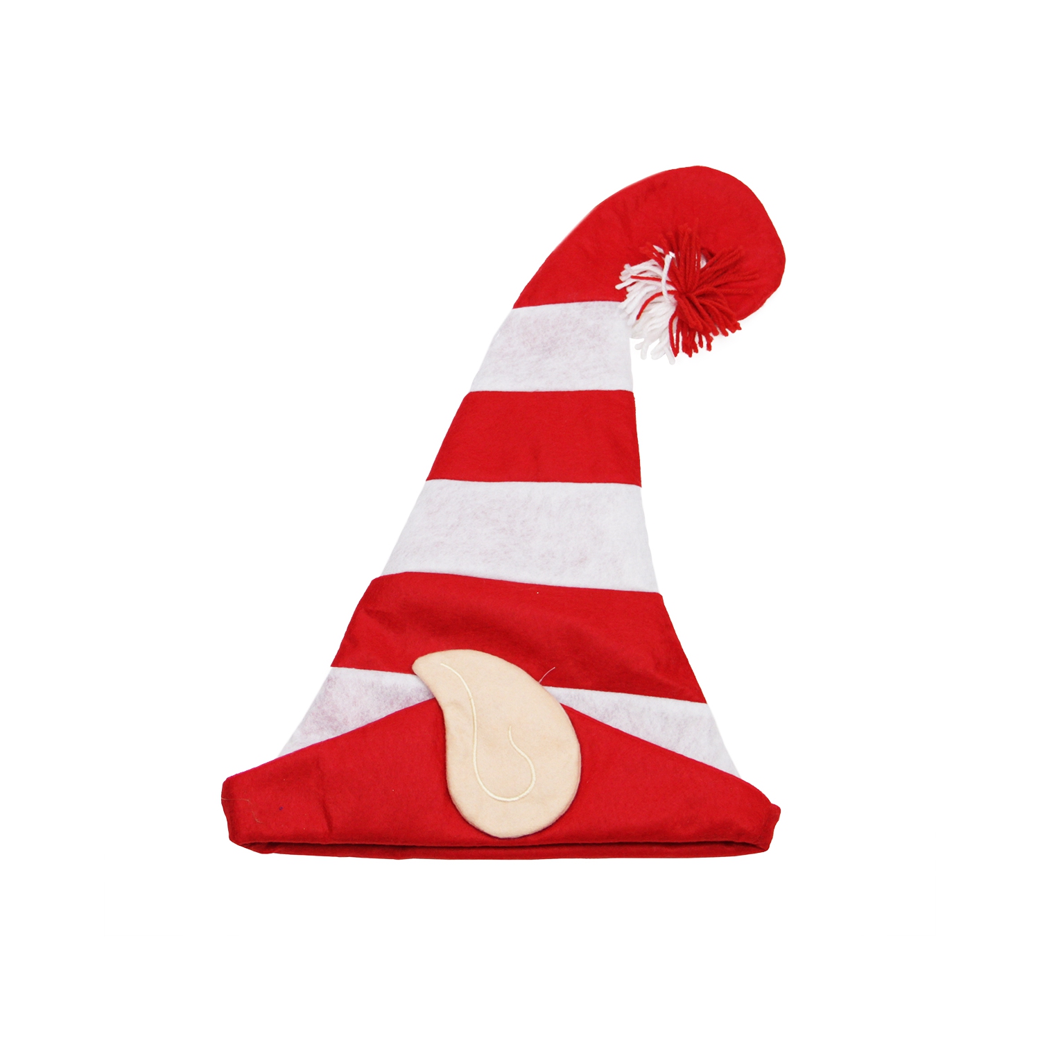 Chapeau de lutin de Noël unisexe à rayures rouges et blanches pour adultes, 22 po - taille unique