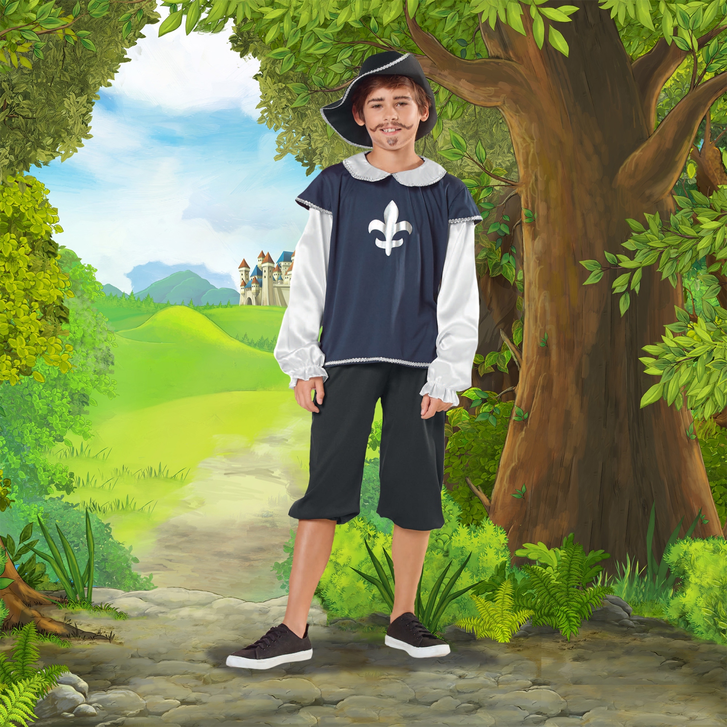 Costume d'Halloween Musketeer pour garçons - 7-9 ans - Bleu et blanc