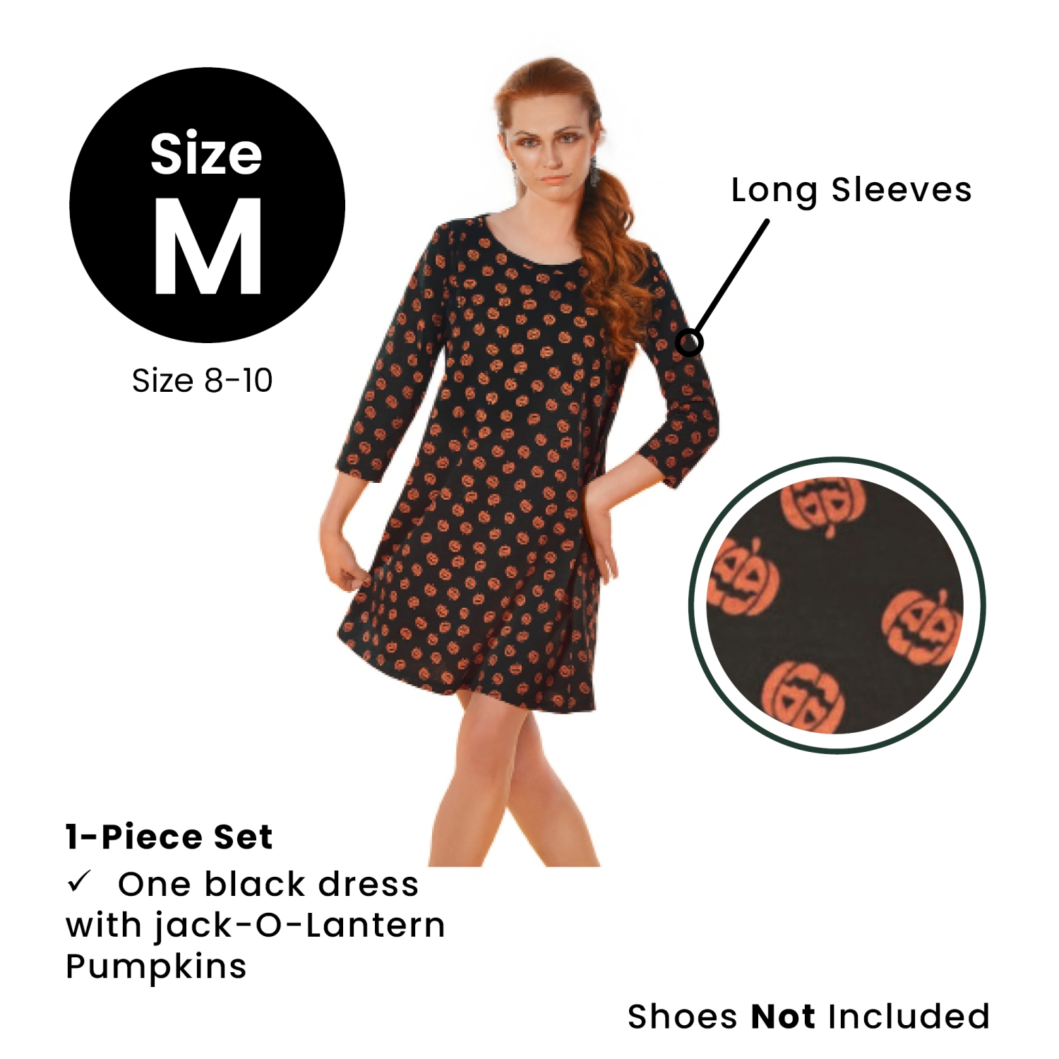 Costume d'Halloween pour adulte avec imprimé citrouille pour femme - Moyen