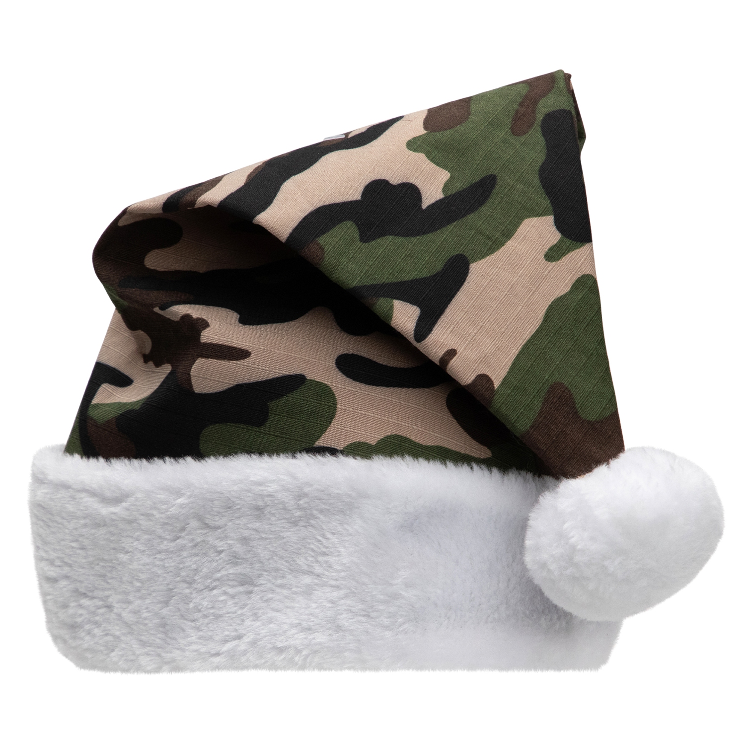 Unisex Adult Camouflage Christmas Santa Hat - One Size - Green and White