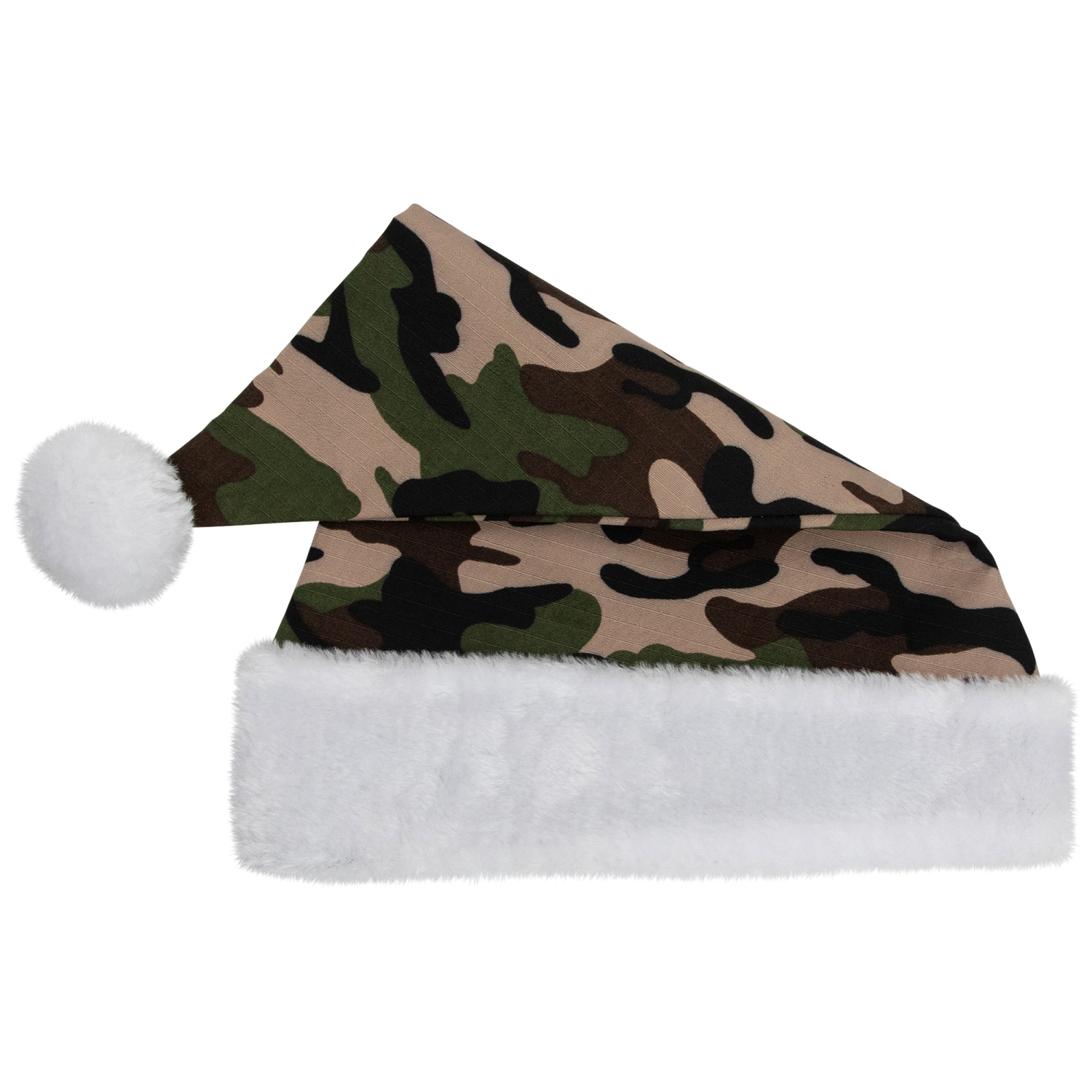 Unisex Adult Camouflage Christmas Santa Hat - One Size - Green and White