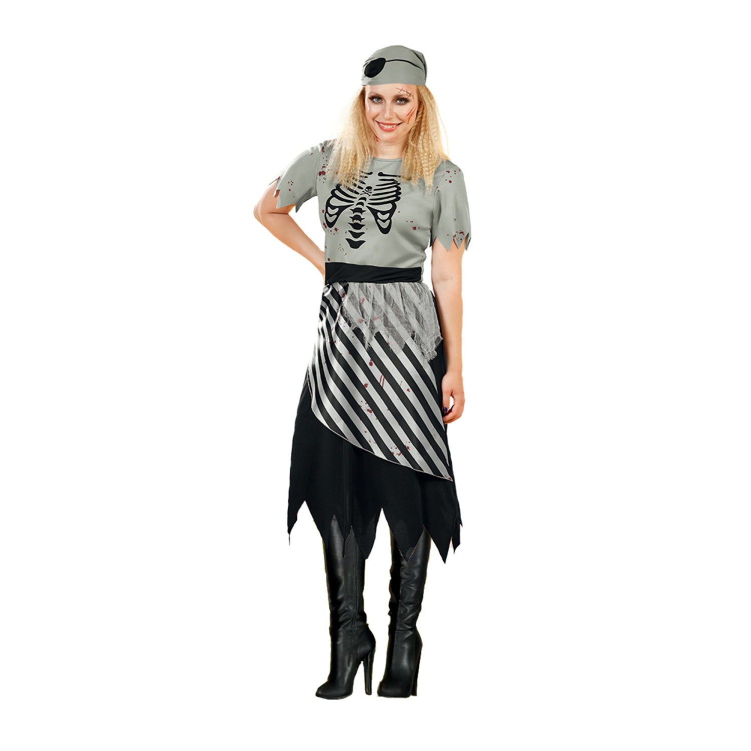 Costume d'Halloween pour femme pirate noir et gris – petit