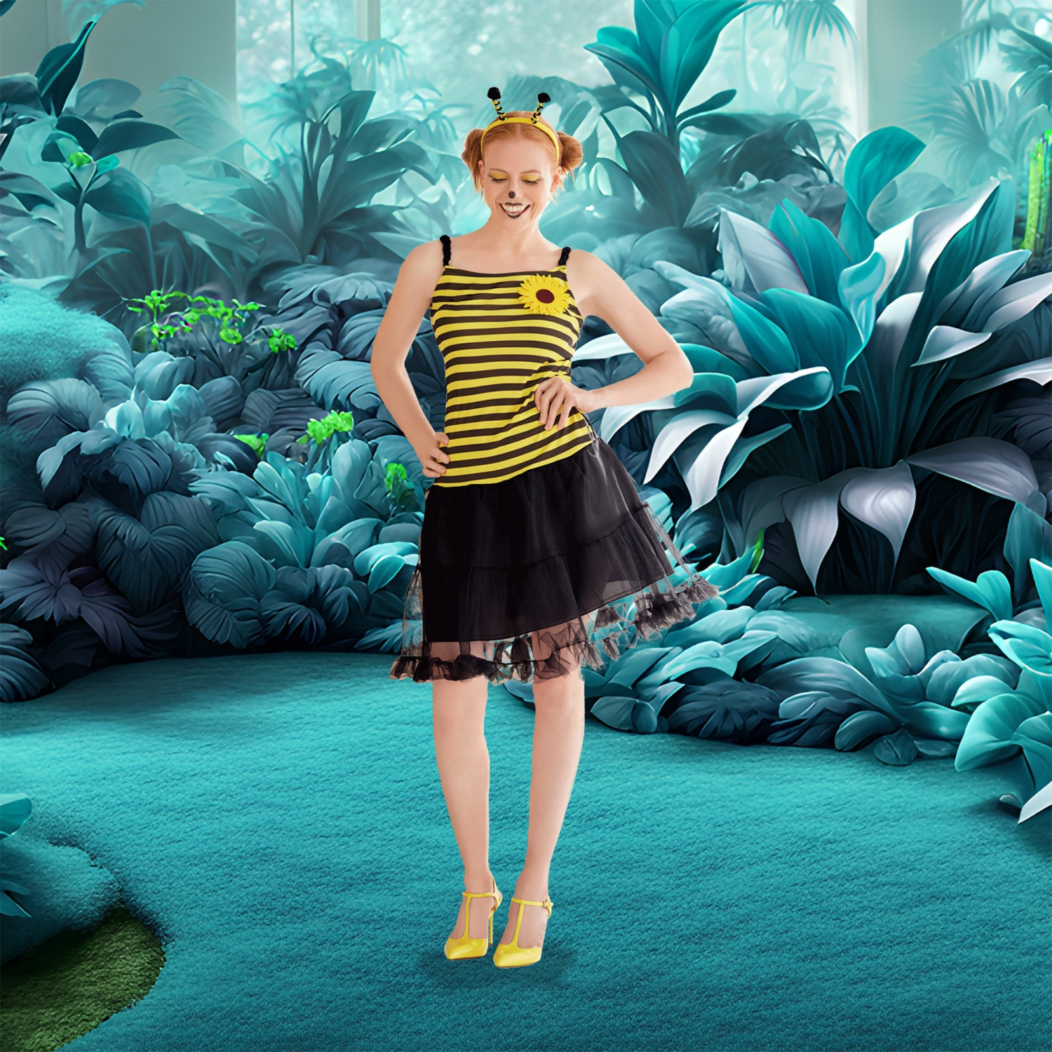 Costume d'Halloween style débardeur Bumblebee pour femme - moyen - Noir et jaune