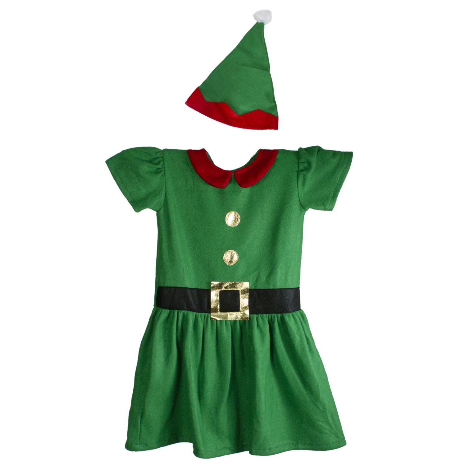 Costume de Noël, elfe, fille verte et rouge, 28 po - 6-8 ans
