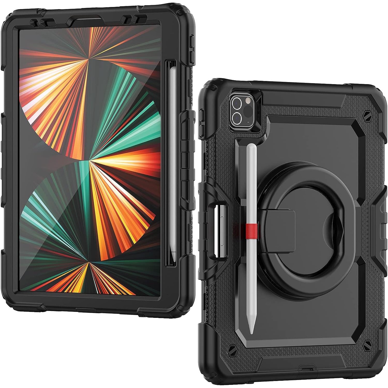 XCRS Rugged Kickstand Cover, Portable Folding Handle Grip 360° Rotating Kickstand Shockproof Hybrid Case for Apple iPad Air, Air 4 (2020)/ iPad Pro