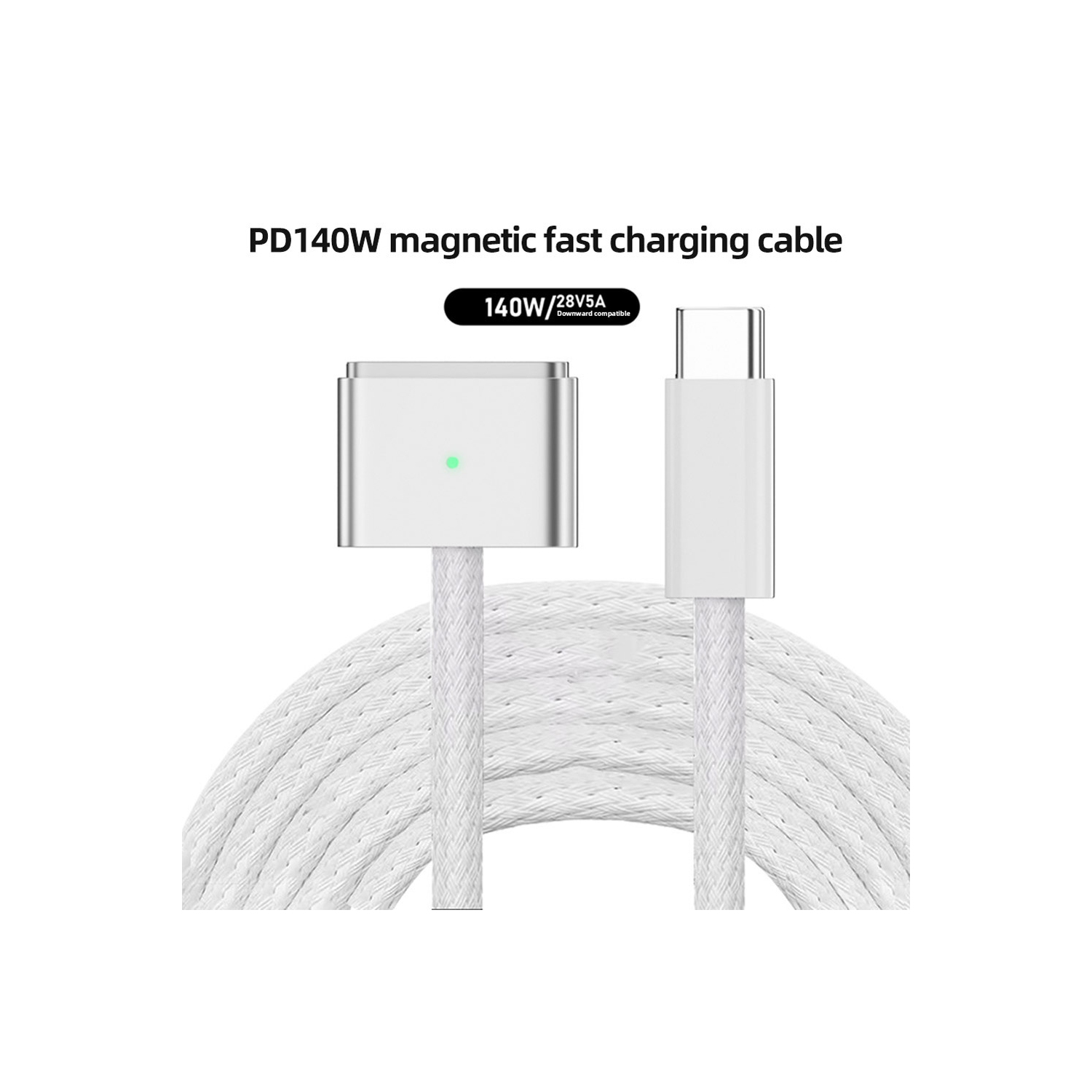 Câble de recharge tressé USB-C à MagSafe 3 de 6,5 pi d'axGear 2&nbsp;M avec indicateur de recharge DEL