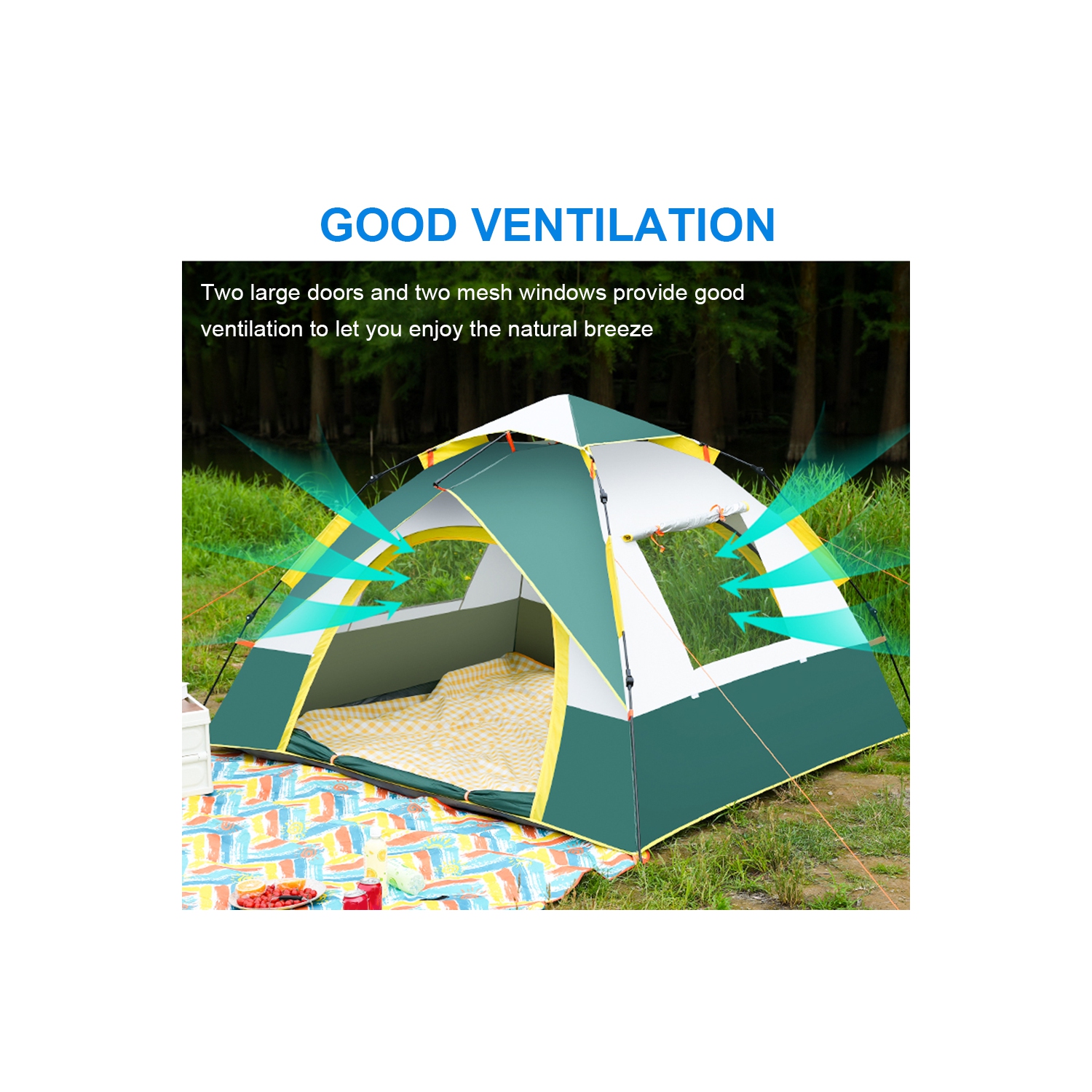 axGear Camping Tent Waterproof Windproof Dome Hiking Tent 2 to 4 People Family