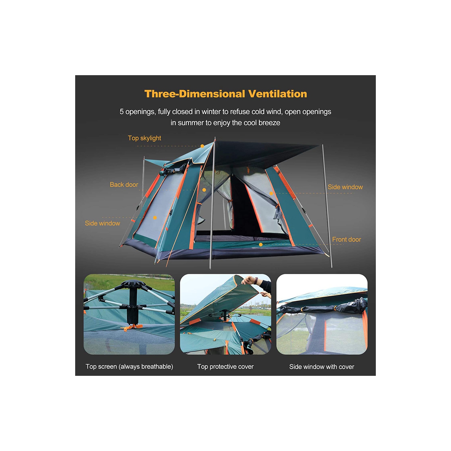 Camping Popup Tent Water Resistant Windproof Dome Hiking 5 People Family Easy