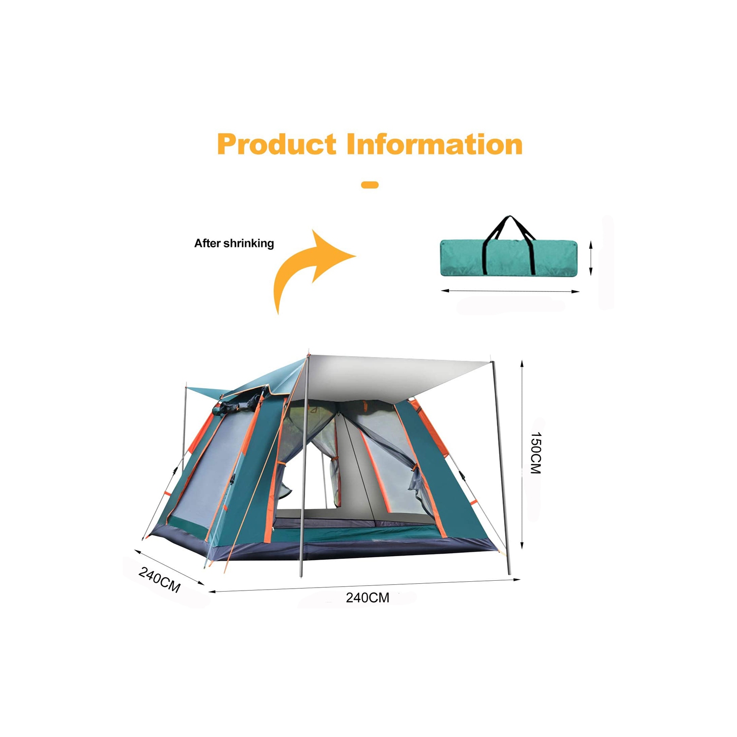 Camping Popup Tent Water Resistant Windproof Dome Hiking 5 People Family Easy