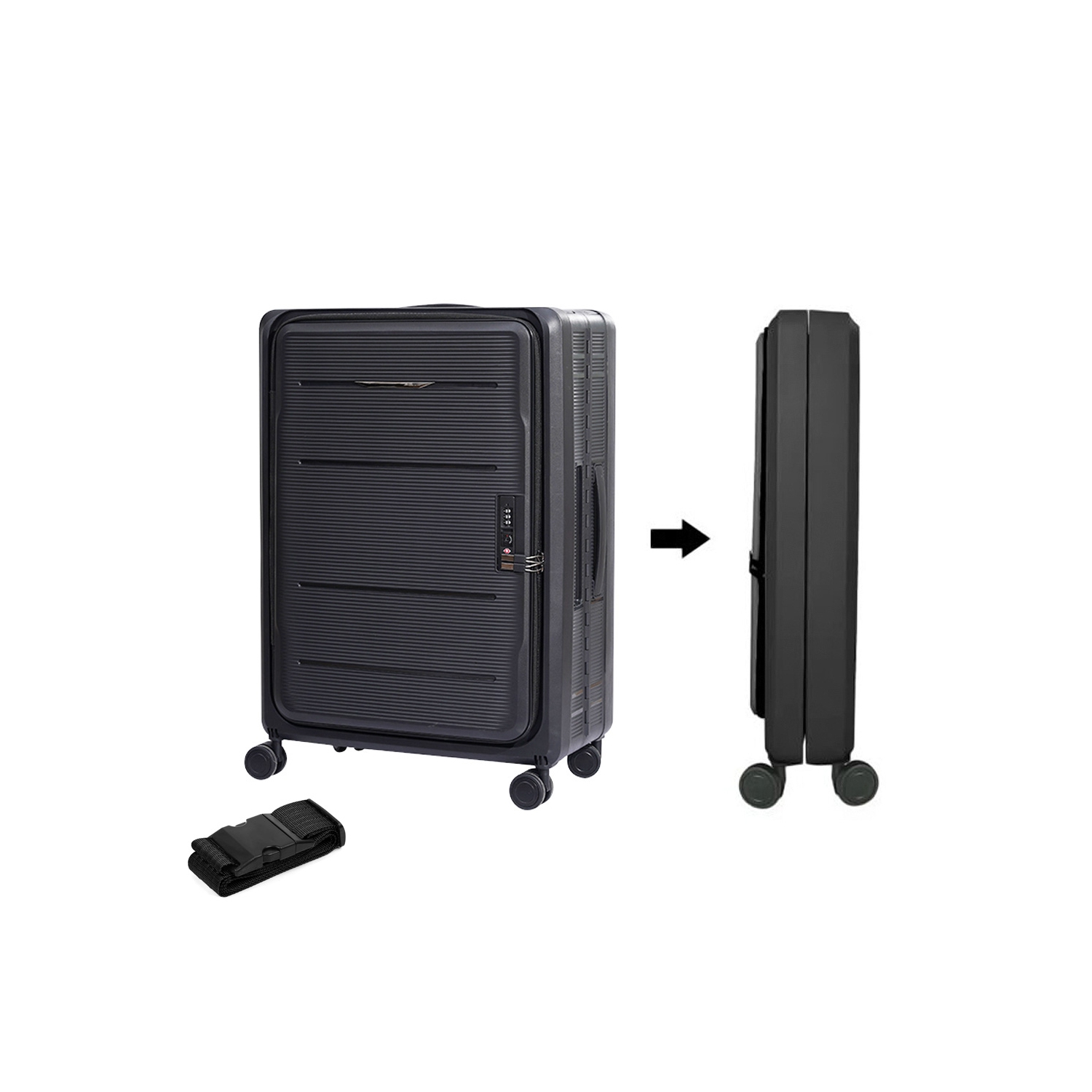 Valise de cabine pliable compacte de 20 po Travel Light pliable noire d'axGear
