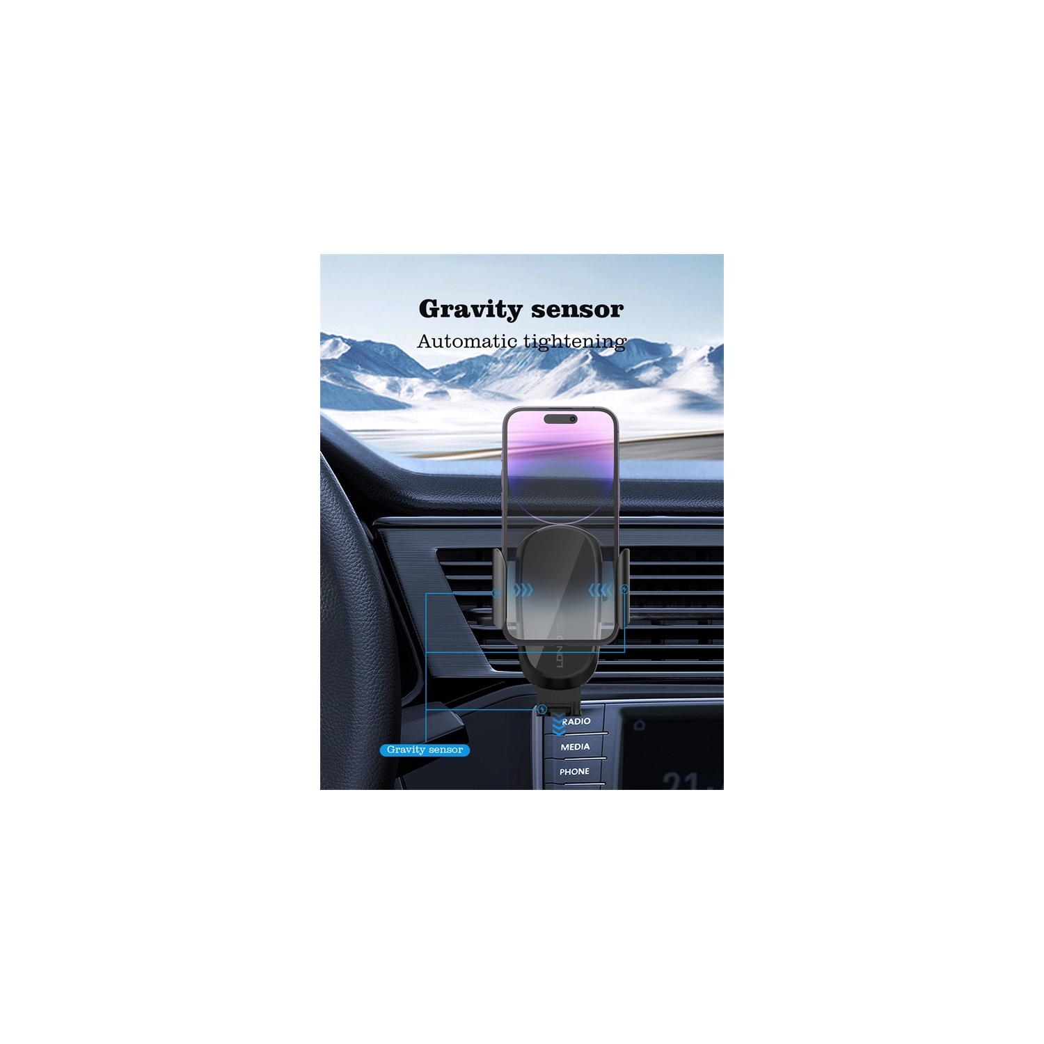 axGear Dashboard Car Phone Holder Qi Wireless Fast Charger /w Super Suction Cup Universal