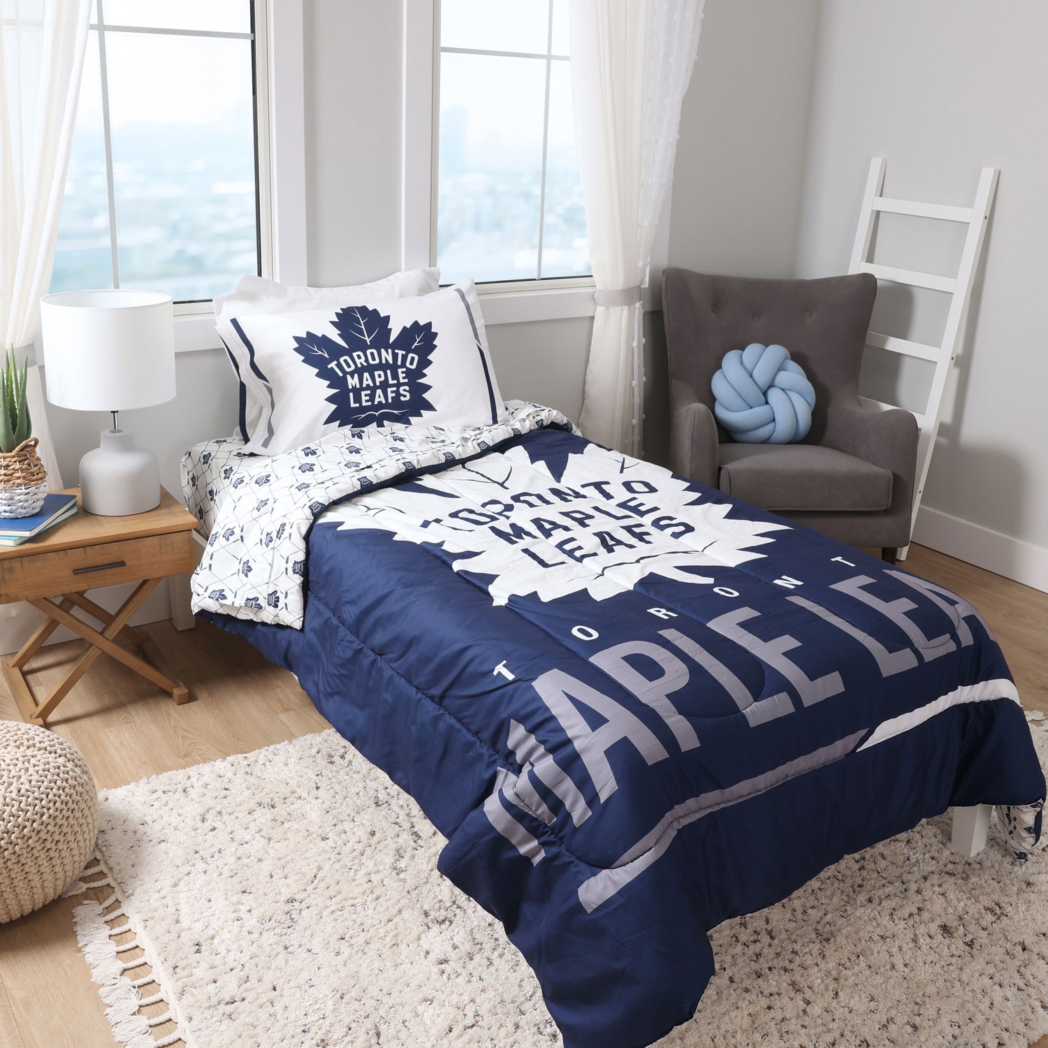 Ensemble de literie de 4 pièces de la NHL - Lit simple - Maple Leafs de Toronto