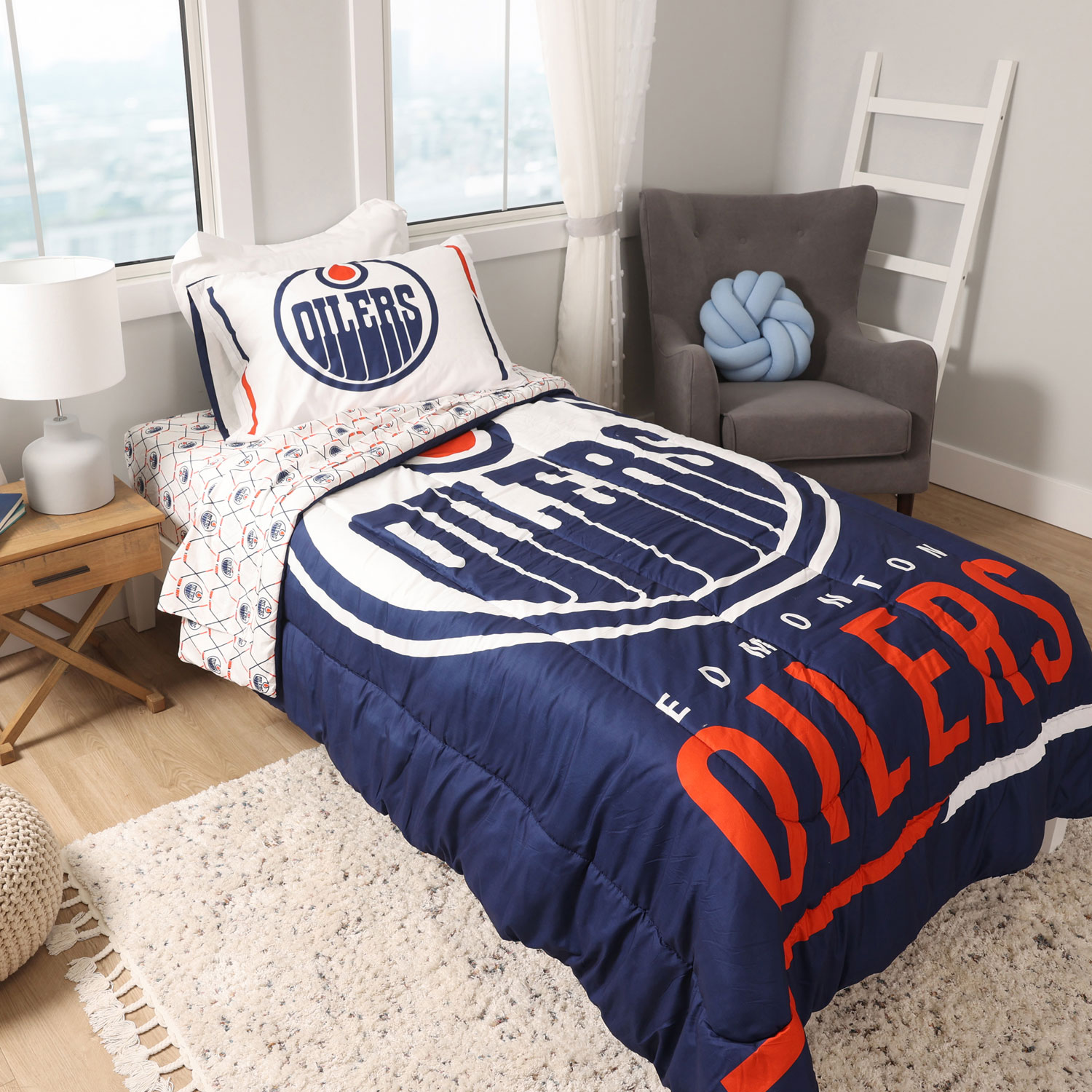Literie de 4 pièces de la LNH - Lit une place - Oilers d'Edmonton