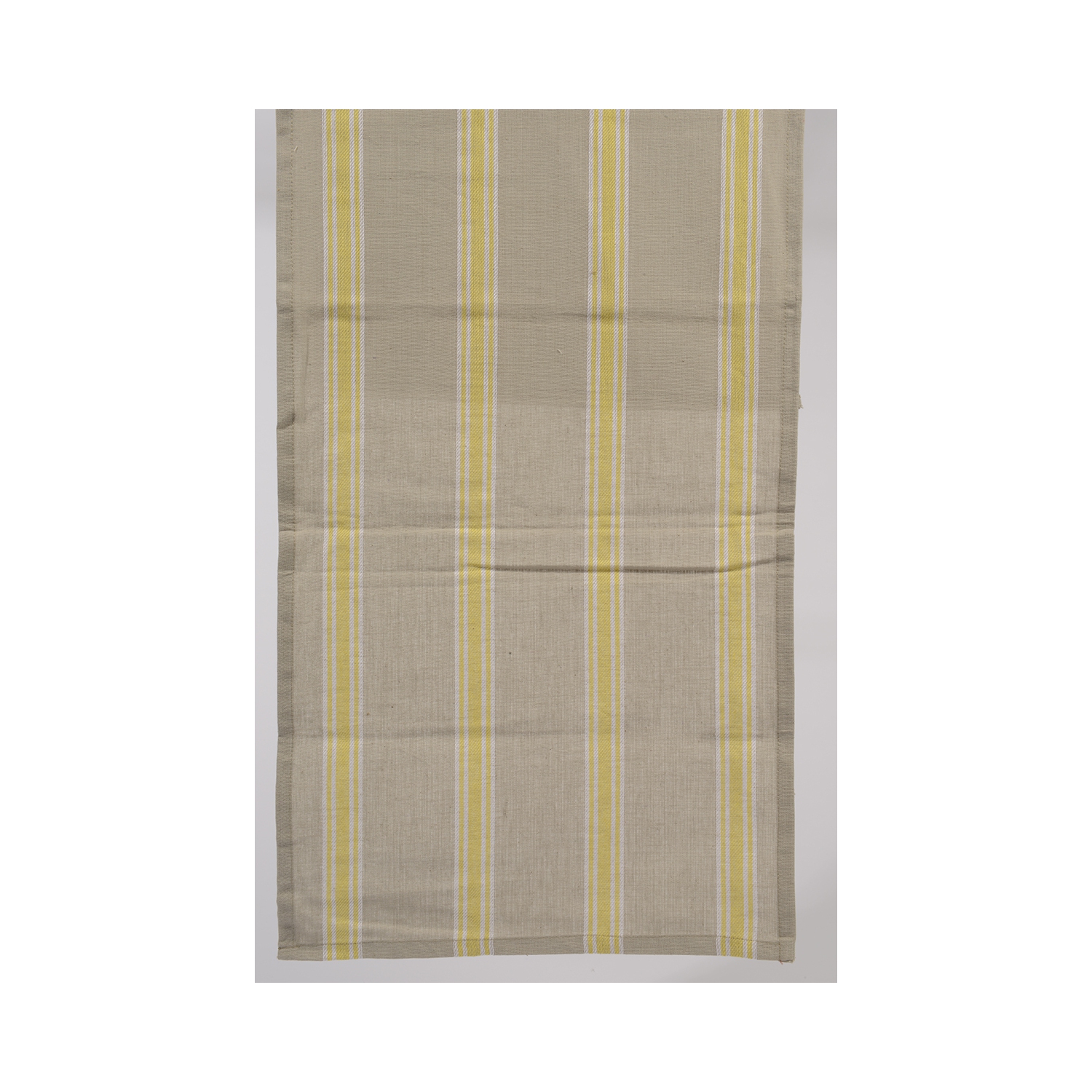 55" x 15.75" Naturelle et Terreuse Brown, White and Yellow Striped Table Runner